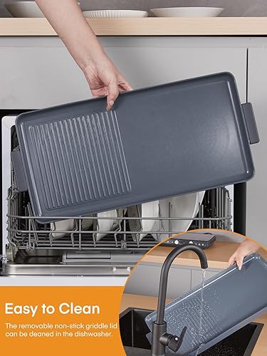 Miniatura 7 de Placa de cocción de inducción doble, 2 quemadores con sartén extraíble de hierro fundido antiadherente, sensor táctil 8 niveles de potencia, control