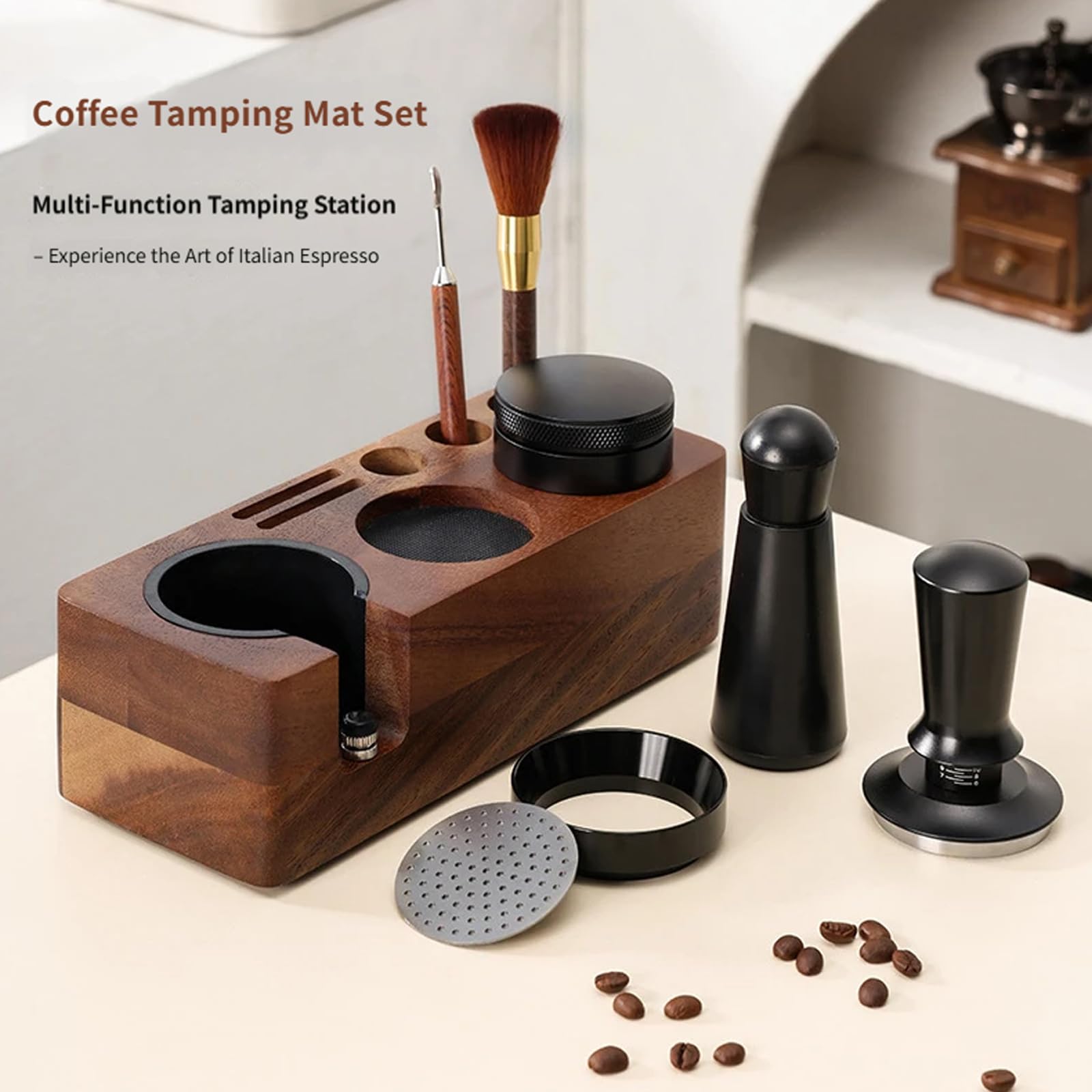 Benutzerfreundliches 58-mm-Kaffee-Presswerkzeug mit ergonomischem Holzgriff-Design, Café, Club-Ausrüstung, Kaffee-Zubehör, Holzstampfer