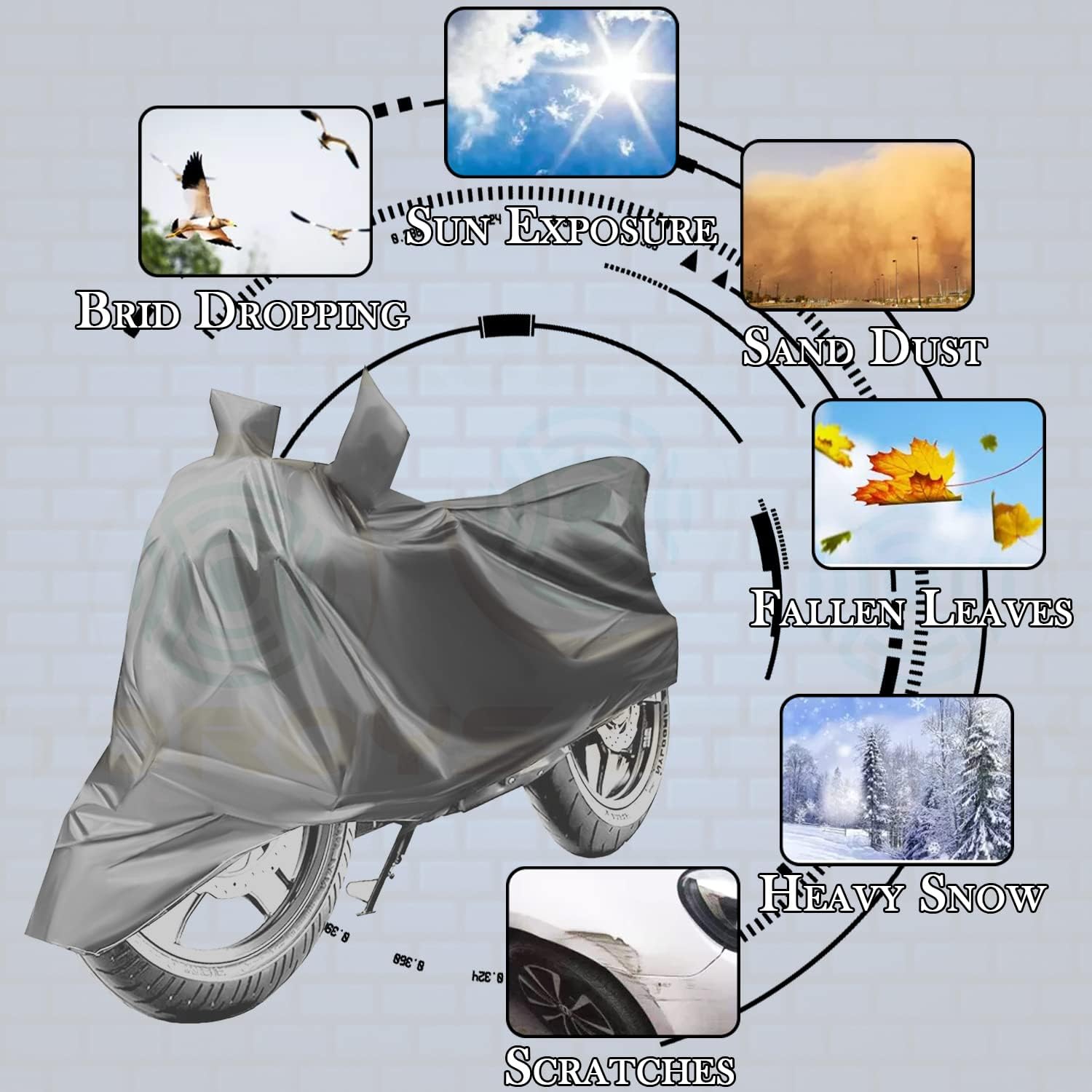 ATORAY Waterproof Bike Dustproof - UV Protection Two Wheeler Cover Compatible for Bajaj Pulsar N250 (Grey) 2