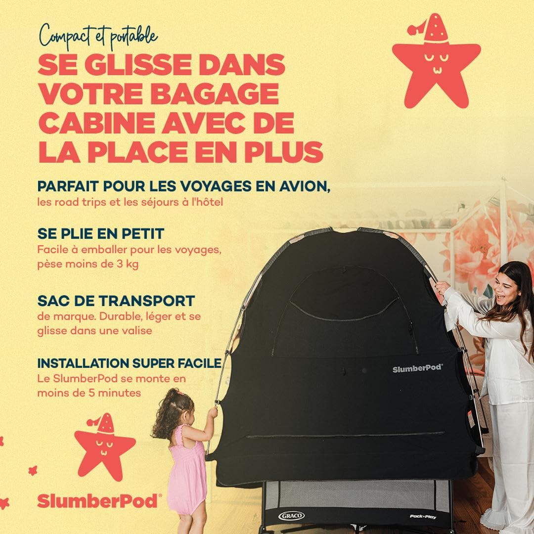 SlumberPod Nacelle d'intimité Portable Pod Auvent occultant Housse de Berceau, Espace de Couchage pour âge 4 Mois et Plus avec Pochette Moniteur et Fermeture éclair, Housse occultante, Auvent de