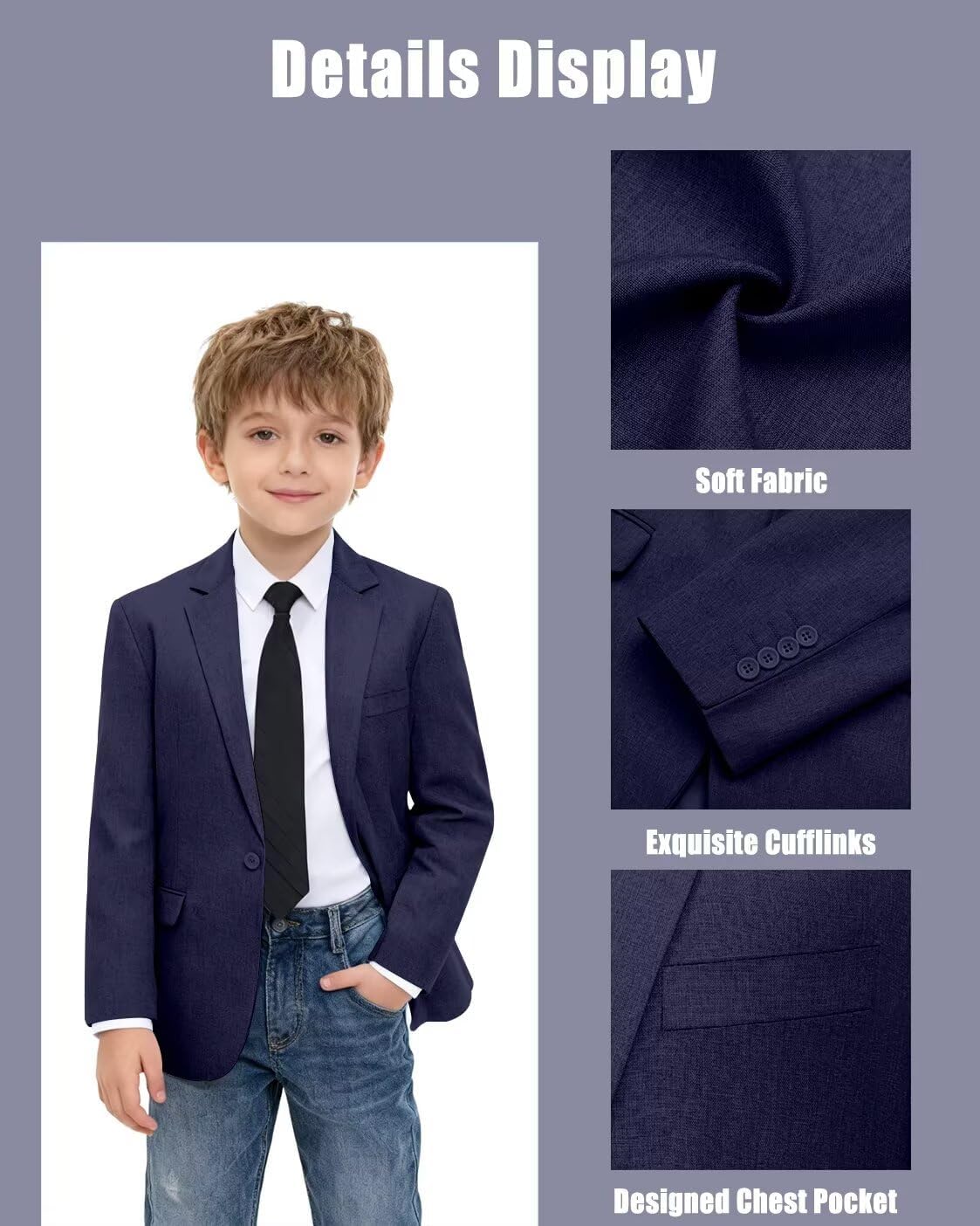 Boys Blazer Lightweight Casual Jacket Kids Coat for Daily Wear | Boys blazers kids sport coat toddler blazer classic suitable daily school party prom, flap pocket, notched collar, one button