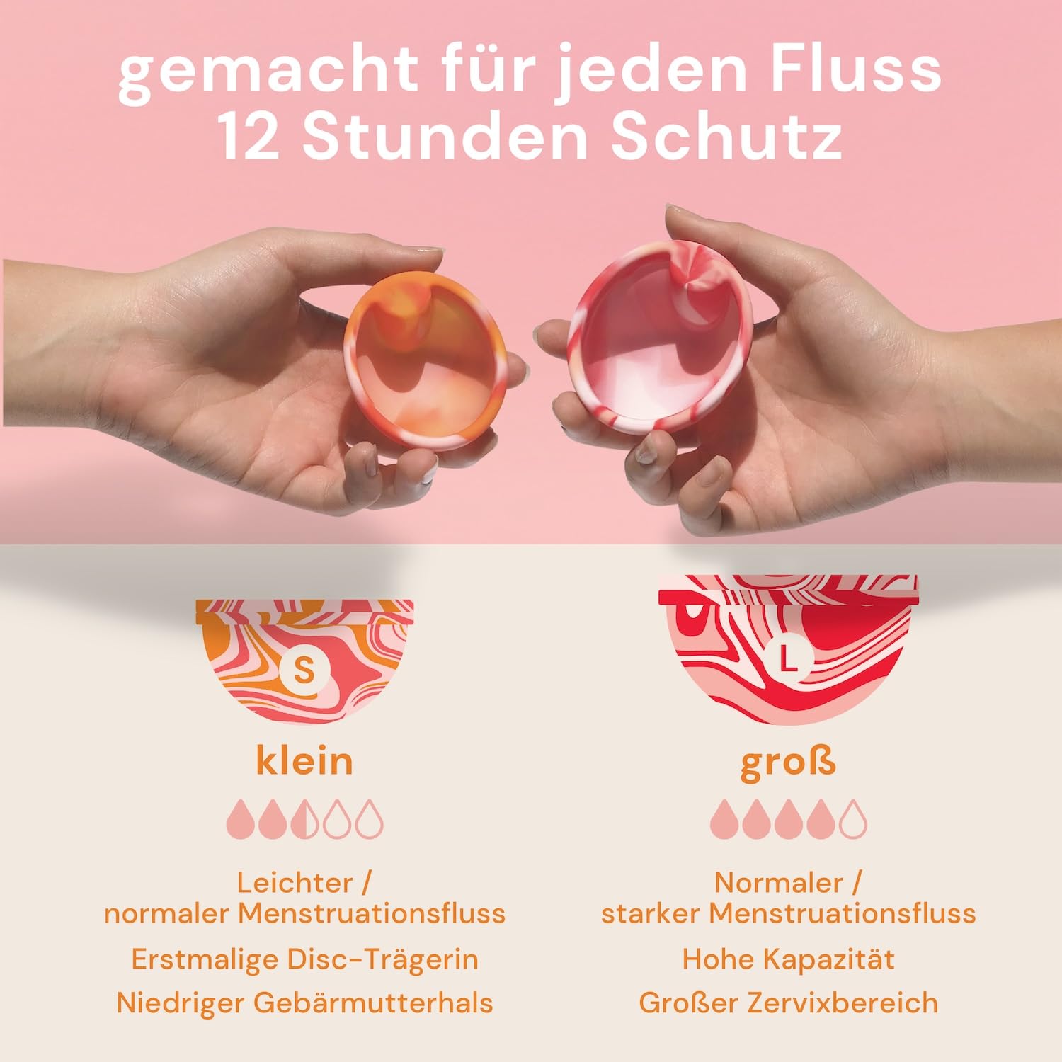 Wiederverwendbare Periodenscheibe, bis zu 12 Stunden, nachhaltige Menstruationsscheibe als Alternative zu Tampons und Menstruationstasse, Menstruationsscheibe für leichte oder starke Regelblutung