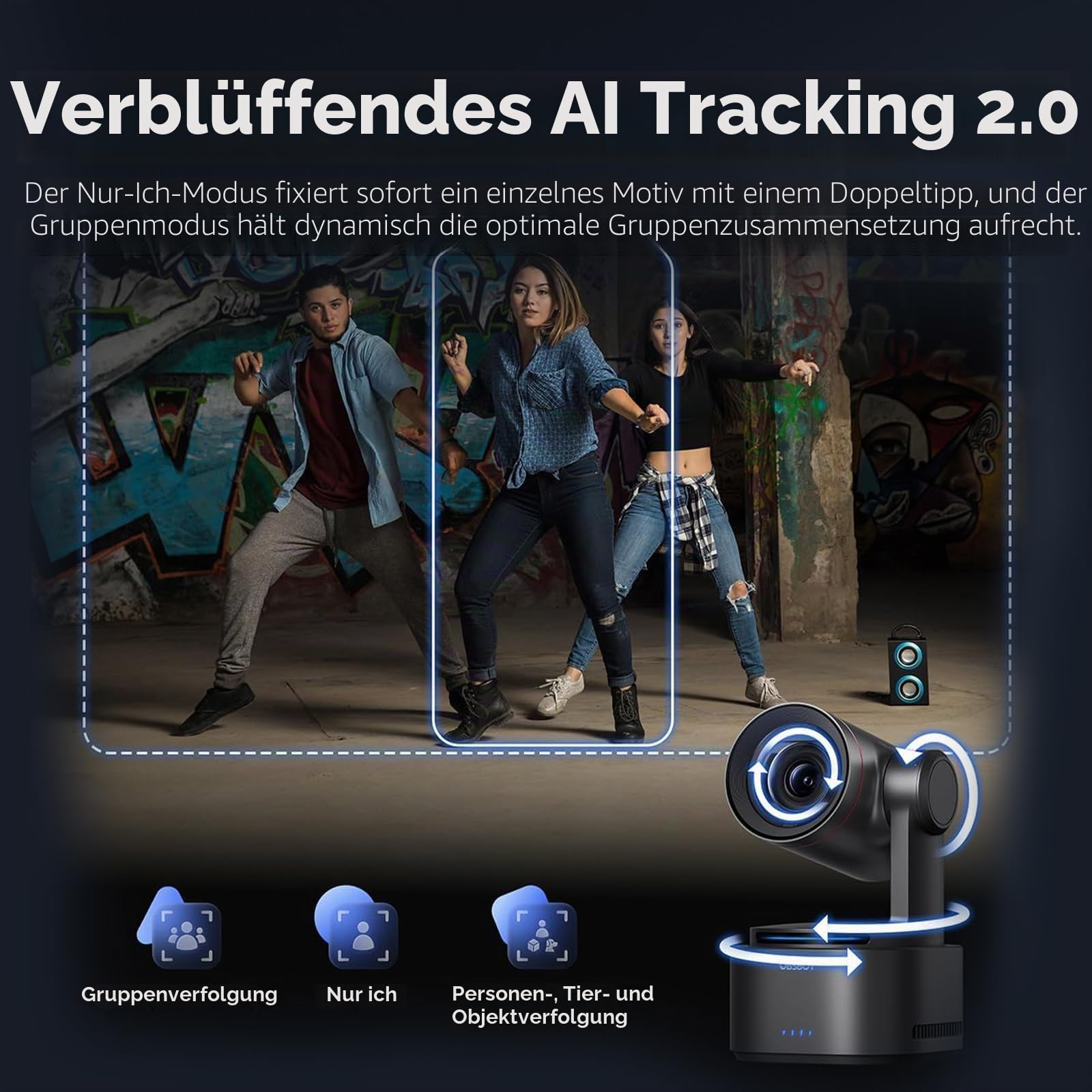 OBSBOT Tail 2 NDI Aktiviert PTZR Kamera 4K 60FPS, 1/1,5 Zoll 50MP