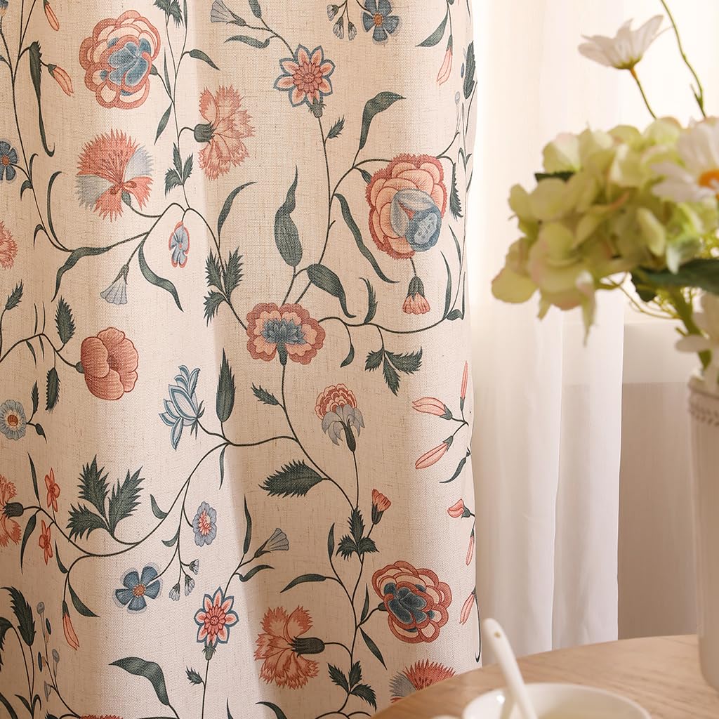 Amazon.com: ISAENNE Designer French Linen Printed Curtains,2
