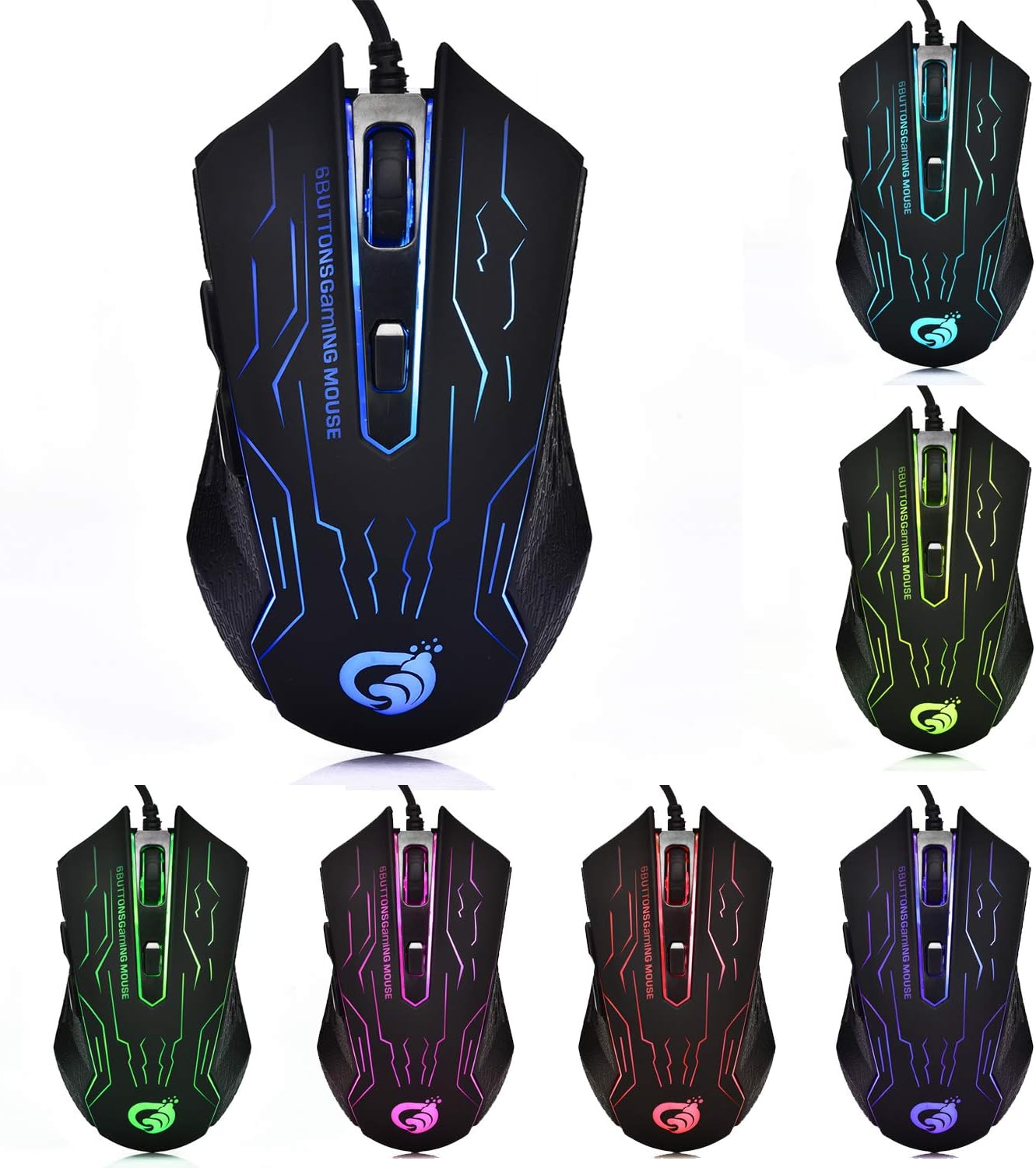 Gaming Mouse Wired - Game Computer Mice with 6 Buttons for PC,Gamer - USB Wired Mouse - Comfortable Grip - … (Black)