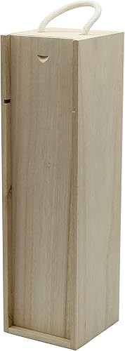 Miniatura 3 de Creative Hobbies Caja de madera para botella de vino, botella de licor, caja de regalo de madera con asa de transporte de cuerda para fiesta de