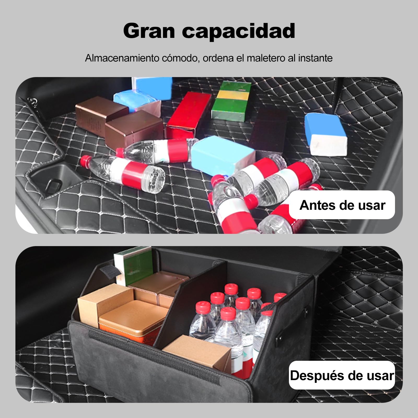 Ergocar Organizador de Maletero de Coche, Plegable Organizador de Coche para Almacenamiento con Asa, Organizador de Maletero con Tapa, Base Antideslizante, Fácil de Limpiar, para Coches y SUV