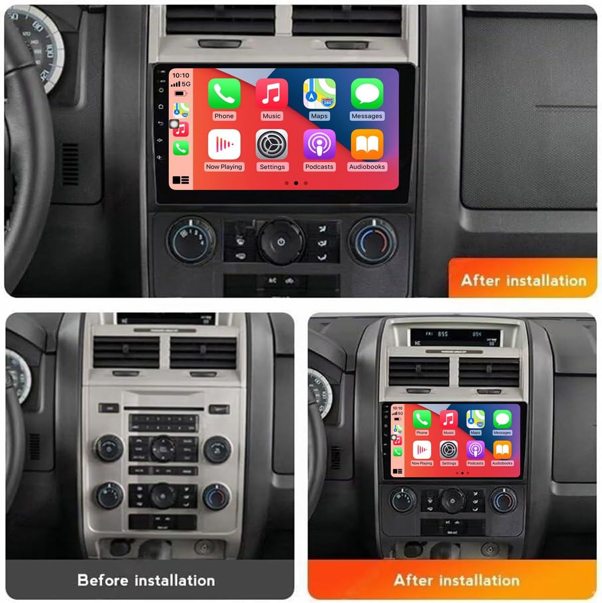 FELLOSTAR for 2008-2012 Ford Escape Radio Stereo Replacement QLED Touch Screen Carplay & Android Auto Head Unit with Qualcomm Bluetooth 5.1 (8-Core 8+128GB)