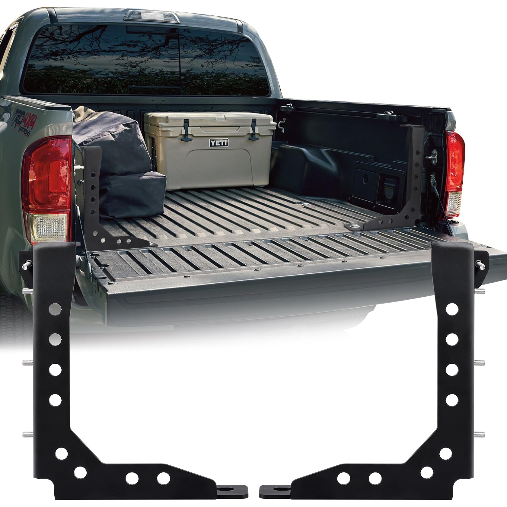 Pindex Tacoma Bed Channel Stiffener Solid Steel Rear Support Bracket Compatible with 2005-2022 Toyota Tacoma