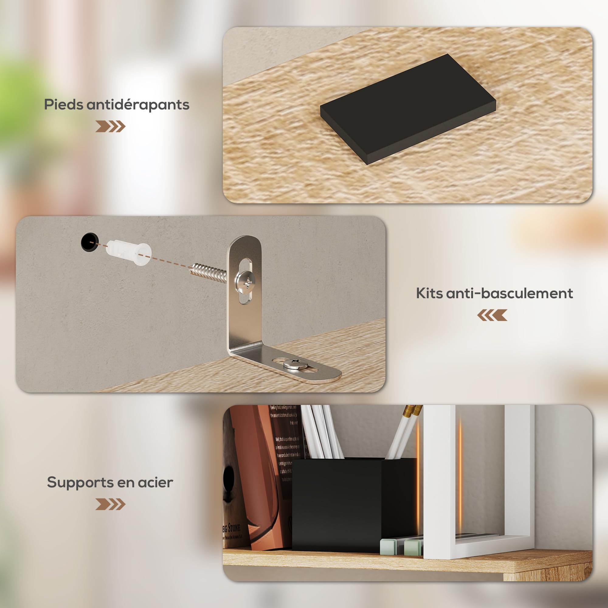 HOMCOM Bibliothèque à 5 Niveaux en Forme de S 60 x 23,8 x 179,2 cm Naturel