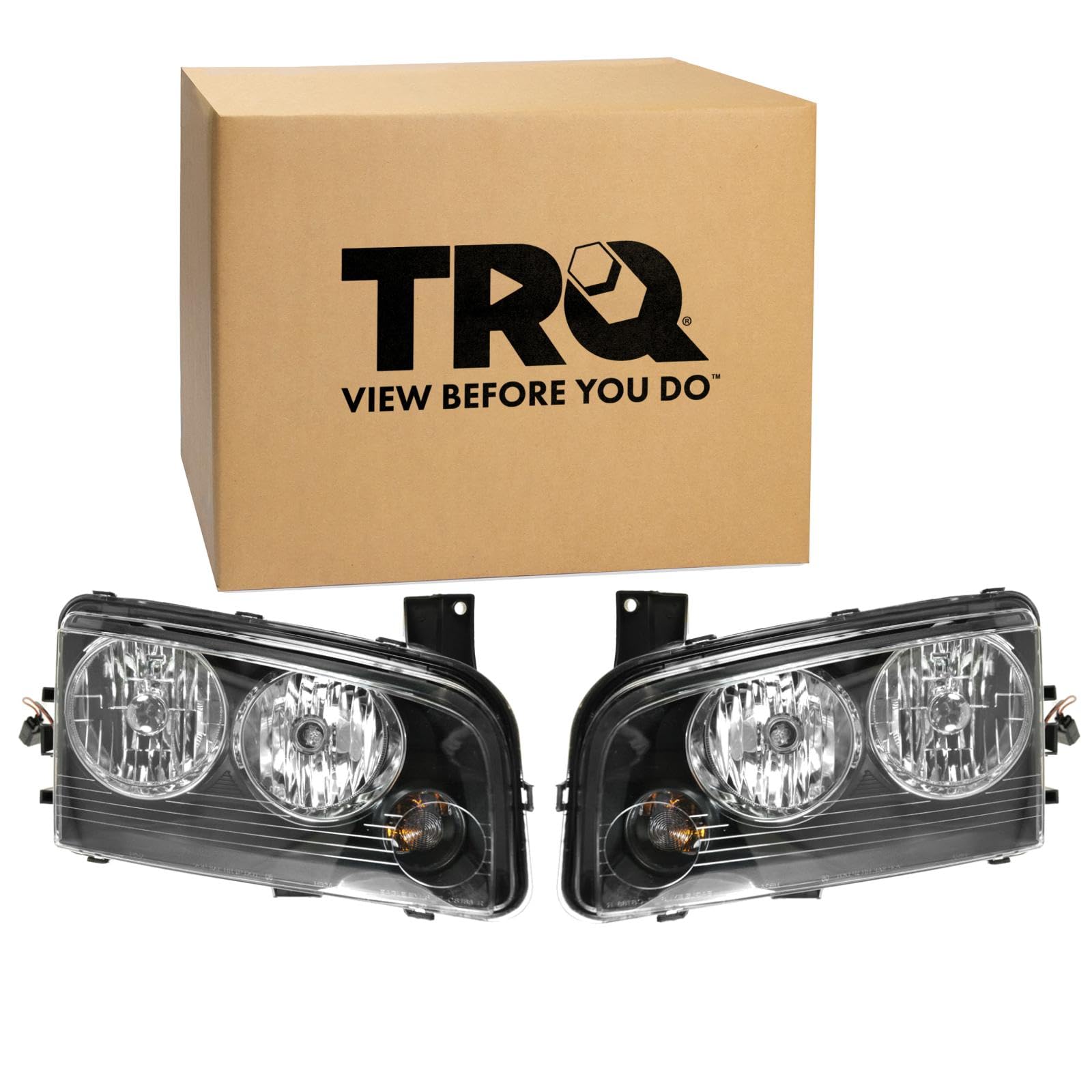 TRQ 2 Piece Headlight Assembly Set Driver &amp; Passenger Side Compatible with Dodge Charger 2006-2007 CH2502163 CH2503163 4806164AF 4806165AF