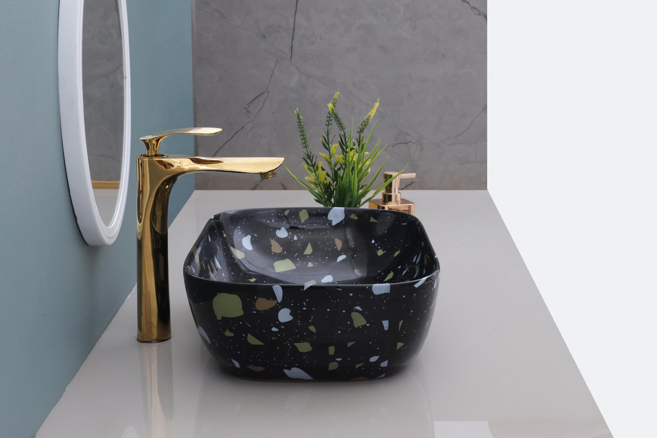 HISRE Bathroom Sink Wash Basin Table Top Wash Basin For Bathroom Over Counter Top Wash Basin For Living Room Washbasin Countertop Tabletop Ceramic Bathroom Kitchen Sink (18 x 13 x 5 Inch) (11), photo 3 of 4