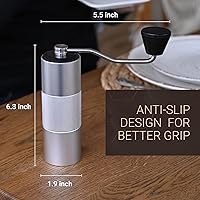 Vista 6 de Molinillo de café manual de Alpaca Ventures - Molinillo de café manual de rebaba cónica de acero inoxidable con ajuste ajustable Doble rodamiento