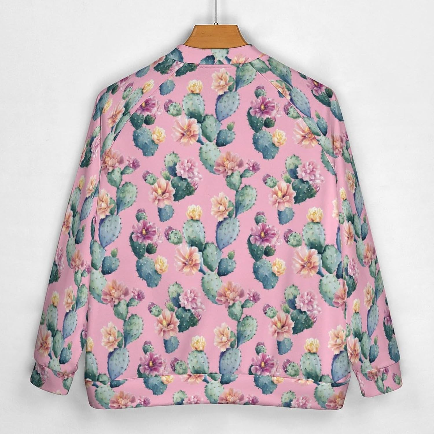 Cactus And Flowers Baseball Jacket Casual Sportswear Bomber Jacket Coat for Men Women