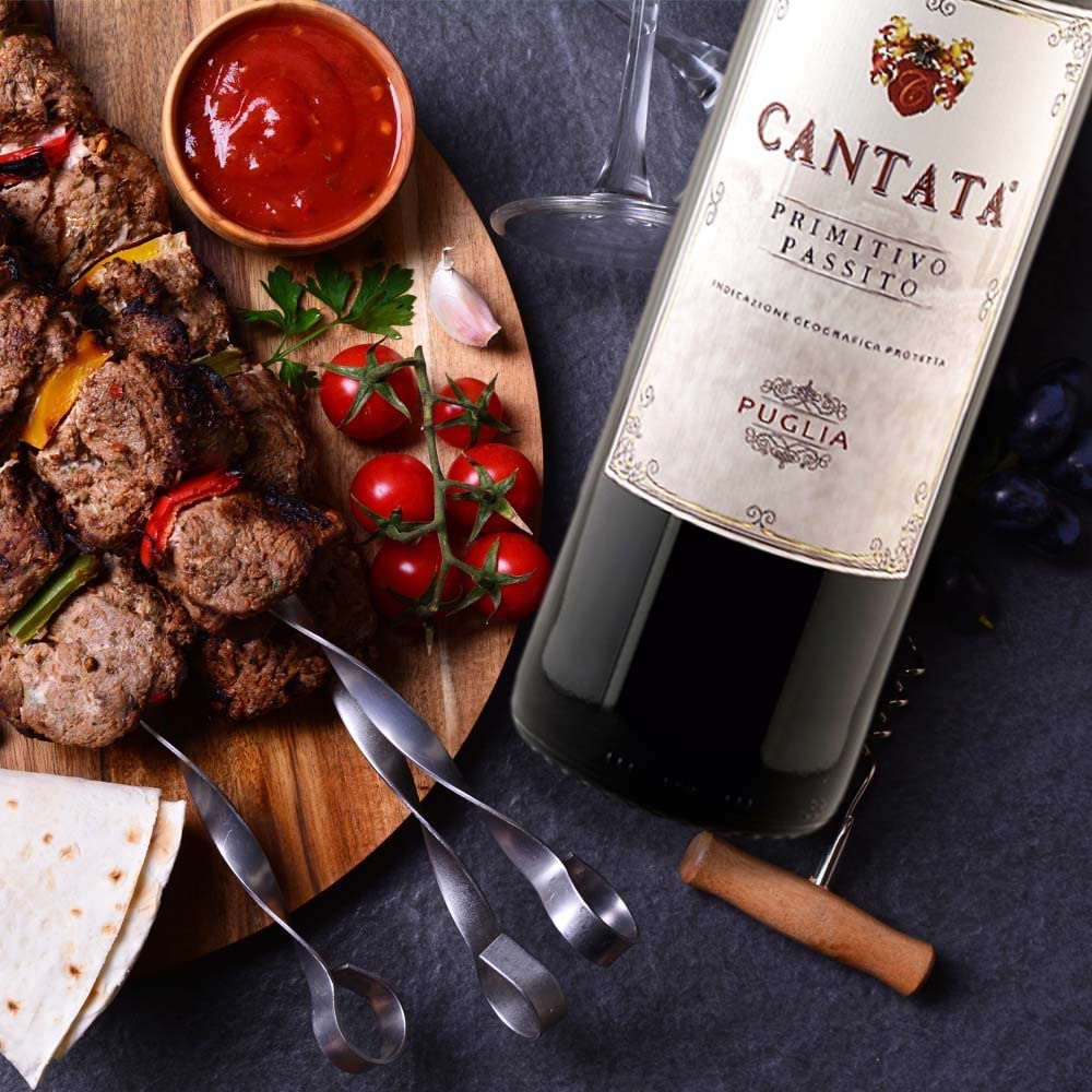 St.Barthelmeh Cantata Primitivo Passito Puglia IGP, halbtrocken, sortenreines Weinpaket + VINOX Winecards (6x0,75l)