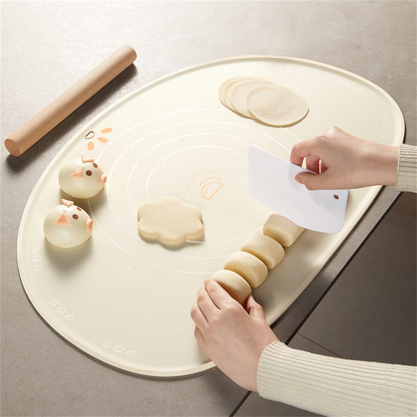 Tappetino da Forno da Cucina Tappetino for impastare in silicone for arrotolare in spesso for uso domestico per Qualsiasi Luogo(60x39cm)