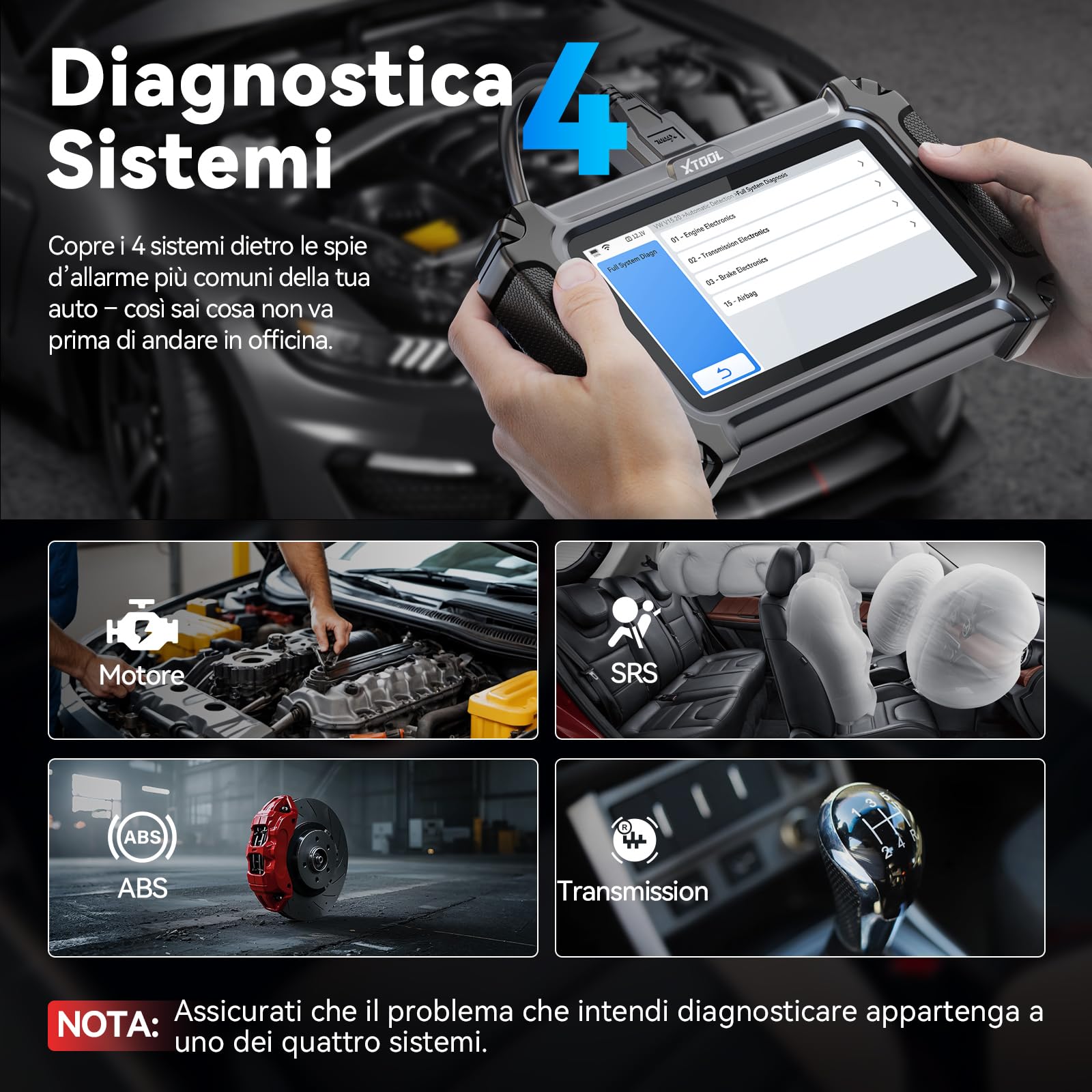 Scanner OBD2 XTOOL D5S 16 Reset Abs Engine - Dettaglio