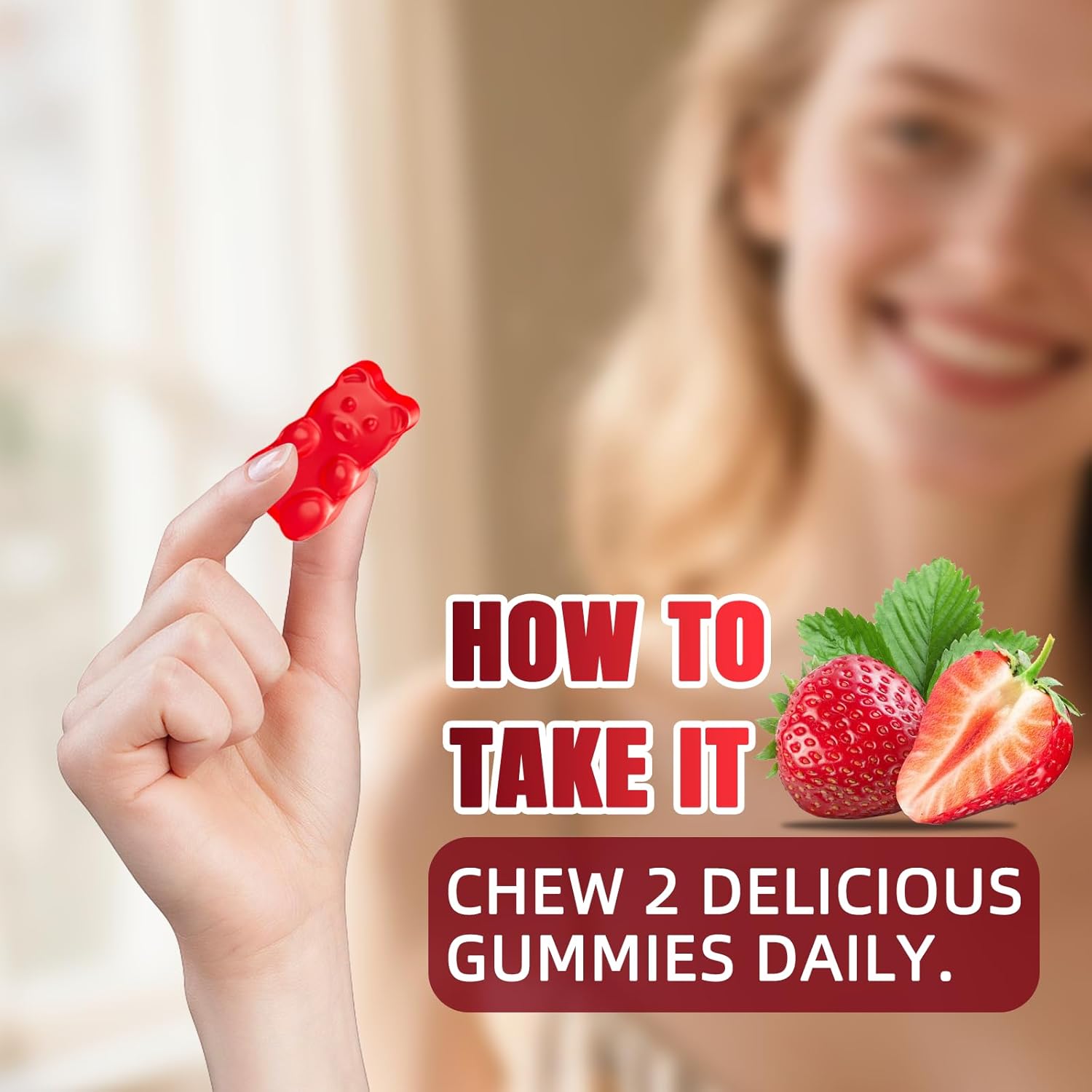 Magnesium glycinate Gummies 600mg,high Absorption Formula for Calming Mood and Sleep Support,as Well as Heart,Bone,Suitable for Both Women and Men,with 60 Strawberry Gummies - Image 4