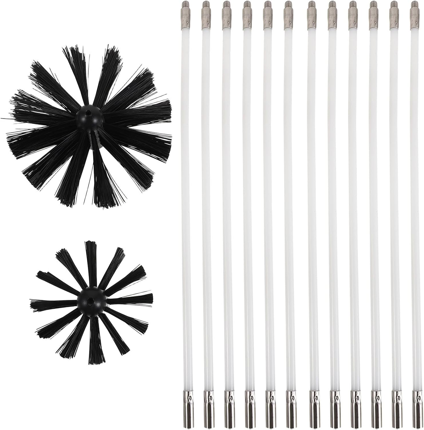 Chimney Cleaning Brush Set 16ft with 4 and 6 Heads