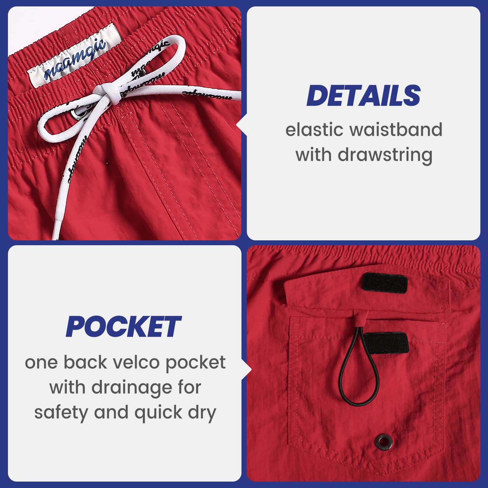 MaaMgic Mens Swim Trunks with Mesh Lining Quick Dry Mens Bathing Suit Shorts — view 5