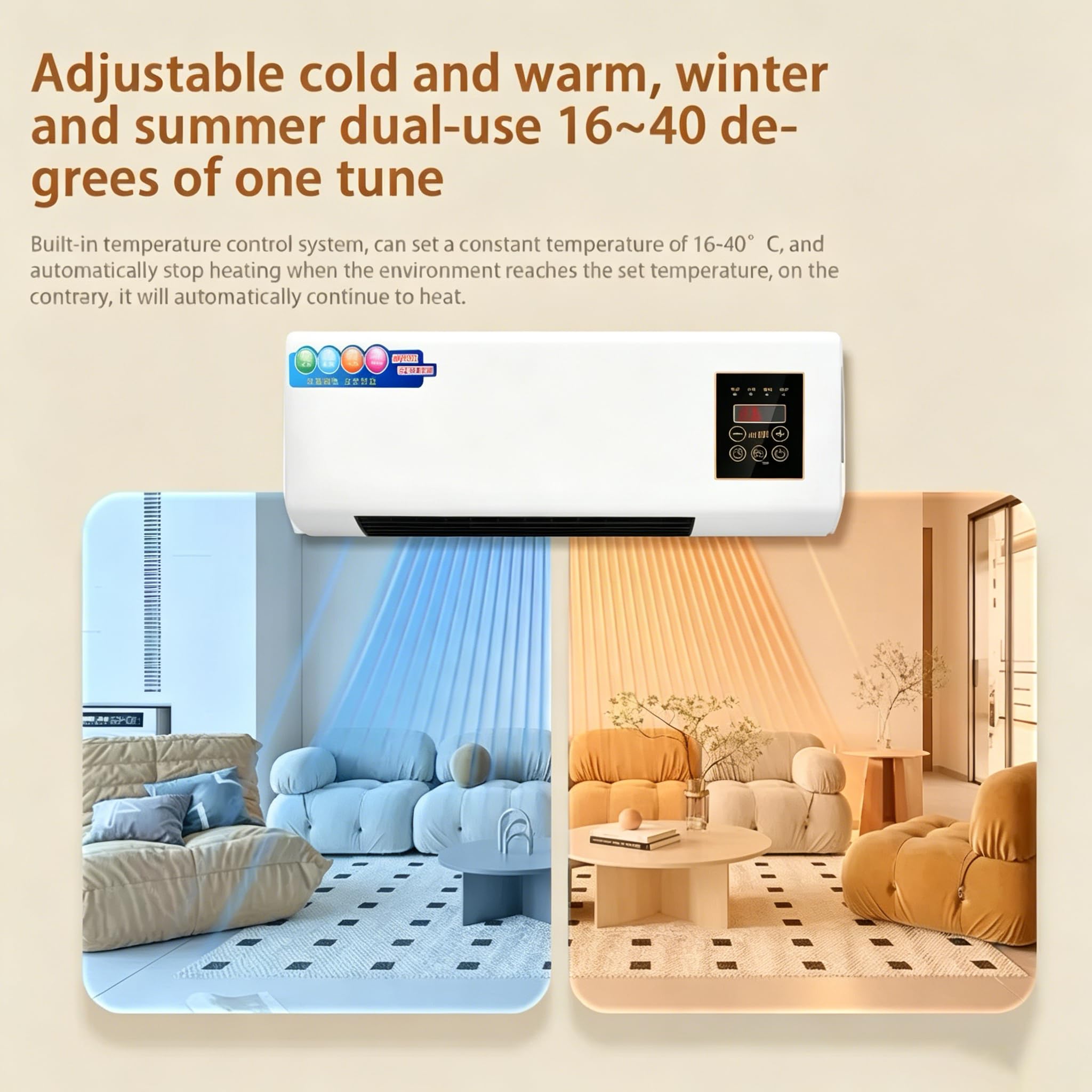 Epicoole Klimaanlage Tragbar 2-in-1 Wandkühlventilator Plug & Play energieeffizient
