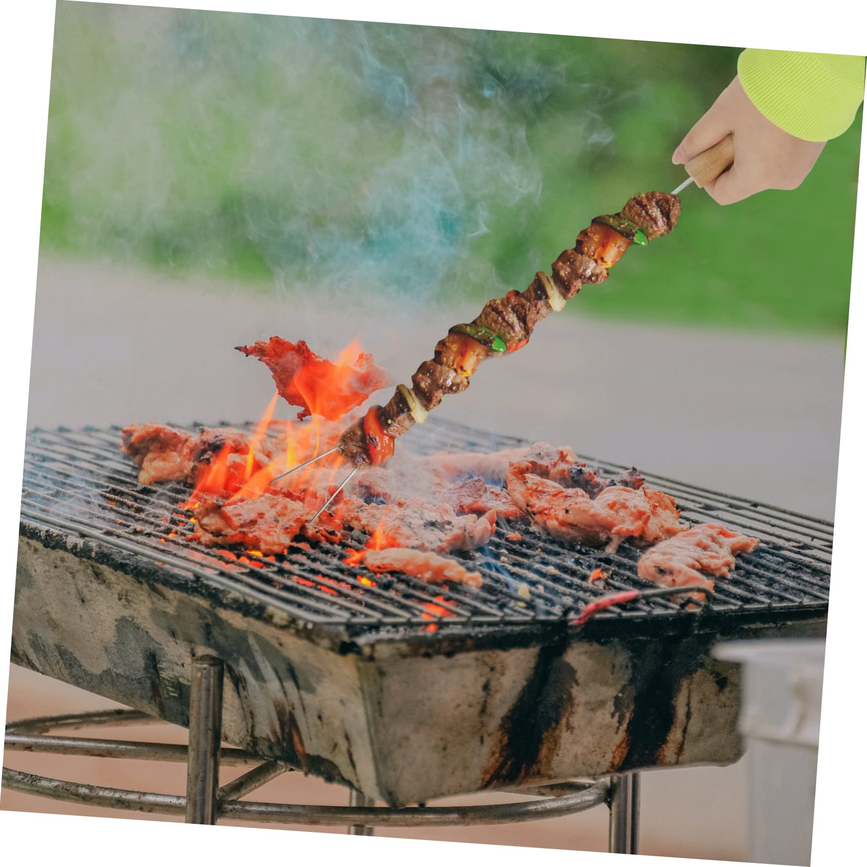 Milisten 15Pezzi Barbecue Inossidabile Legno Strumento Pratico per Arrosti e Grigliate