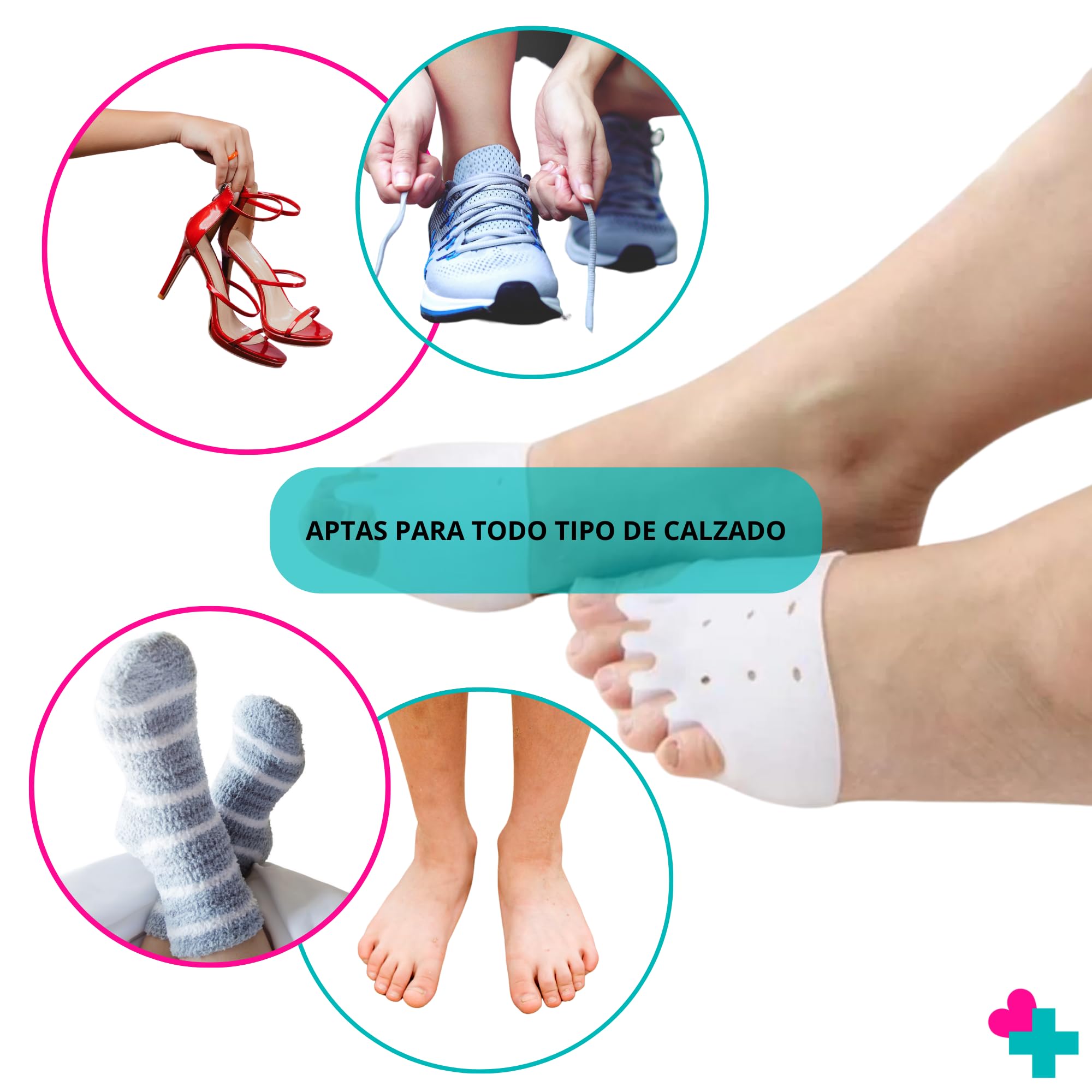 Separador Cinco Dedos del Pie con Almohadilla Metatarsal. Separador Dedos Pie. Corrector Juanetes. Almohadillas para Pies. Almohadillas Metatarsianas. Protectores Pie. Dedos en Garra. Dedos Martillo.