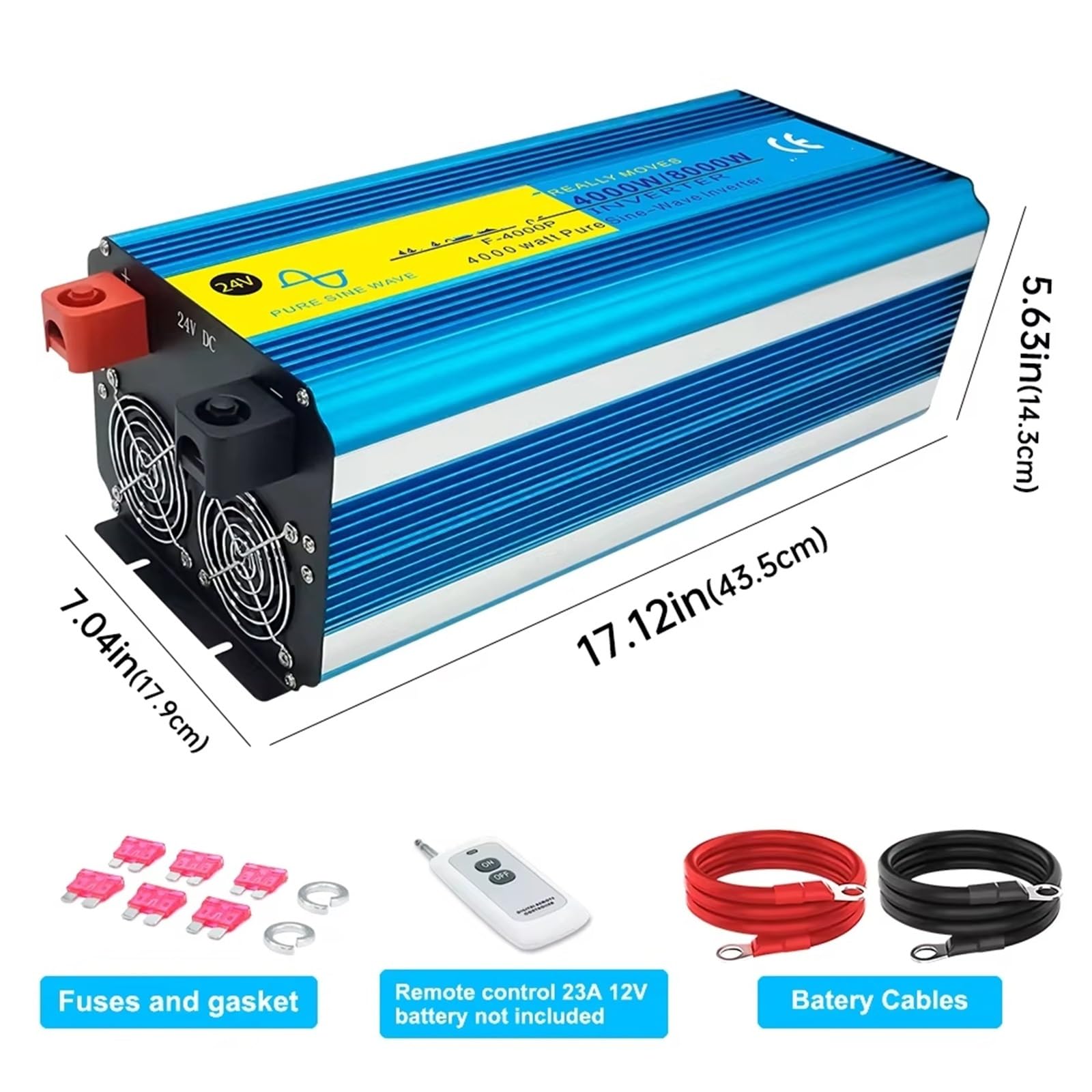 Inversor Inversor De Potencia Solar De Onda Sinusoidal Pura De 24V A 220V Convertidor Potente 60 Hz para Caravanas Y Camping Al Aire Libre(1000W Peak)