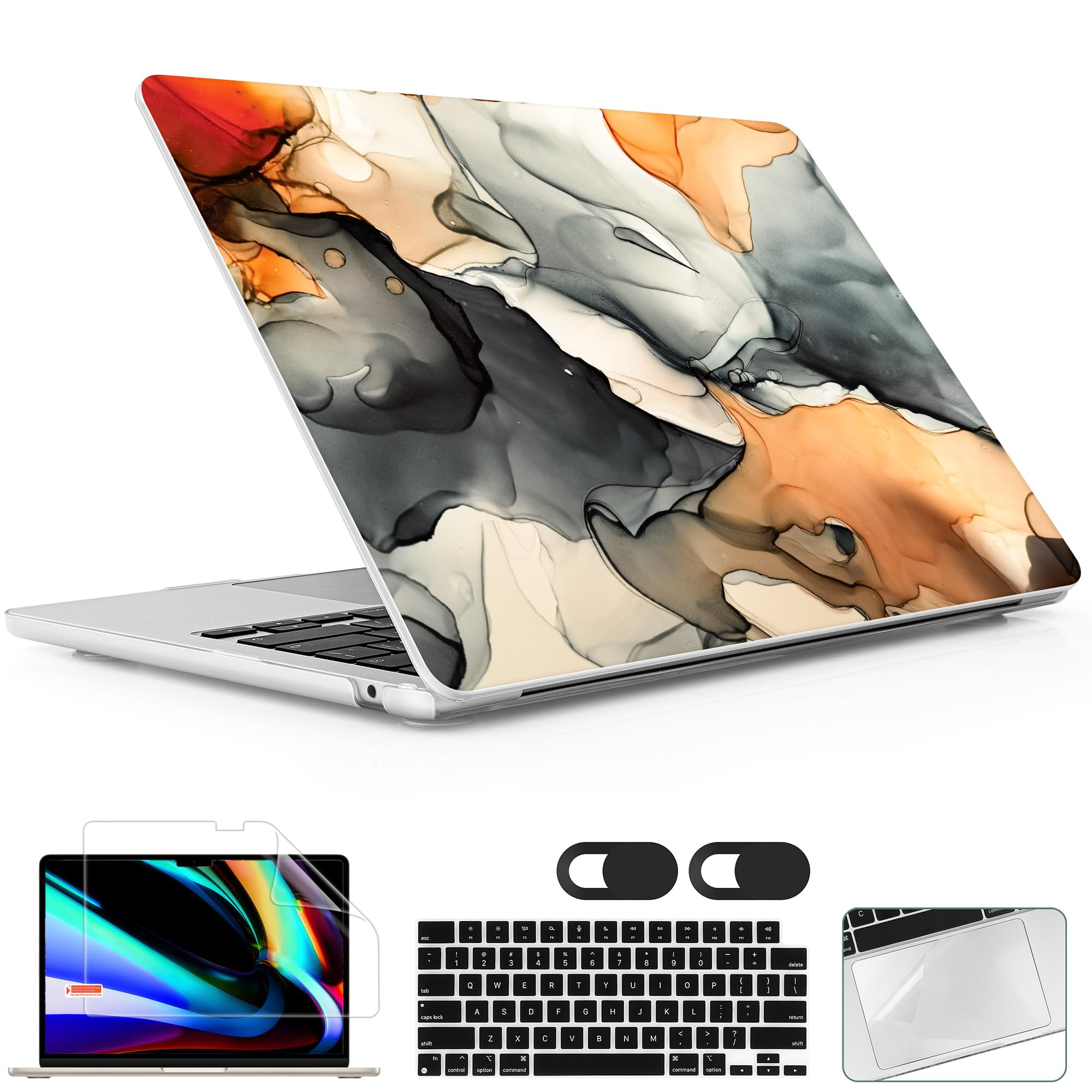 Lepeoac for MacBook Air 15 inch Case 2023-2026 Release A3448 M5 A3241 M4 A3114 M3 A2941 M2 with Liquid Retina Display & Touch ID, Hard Shell with