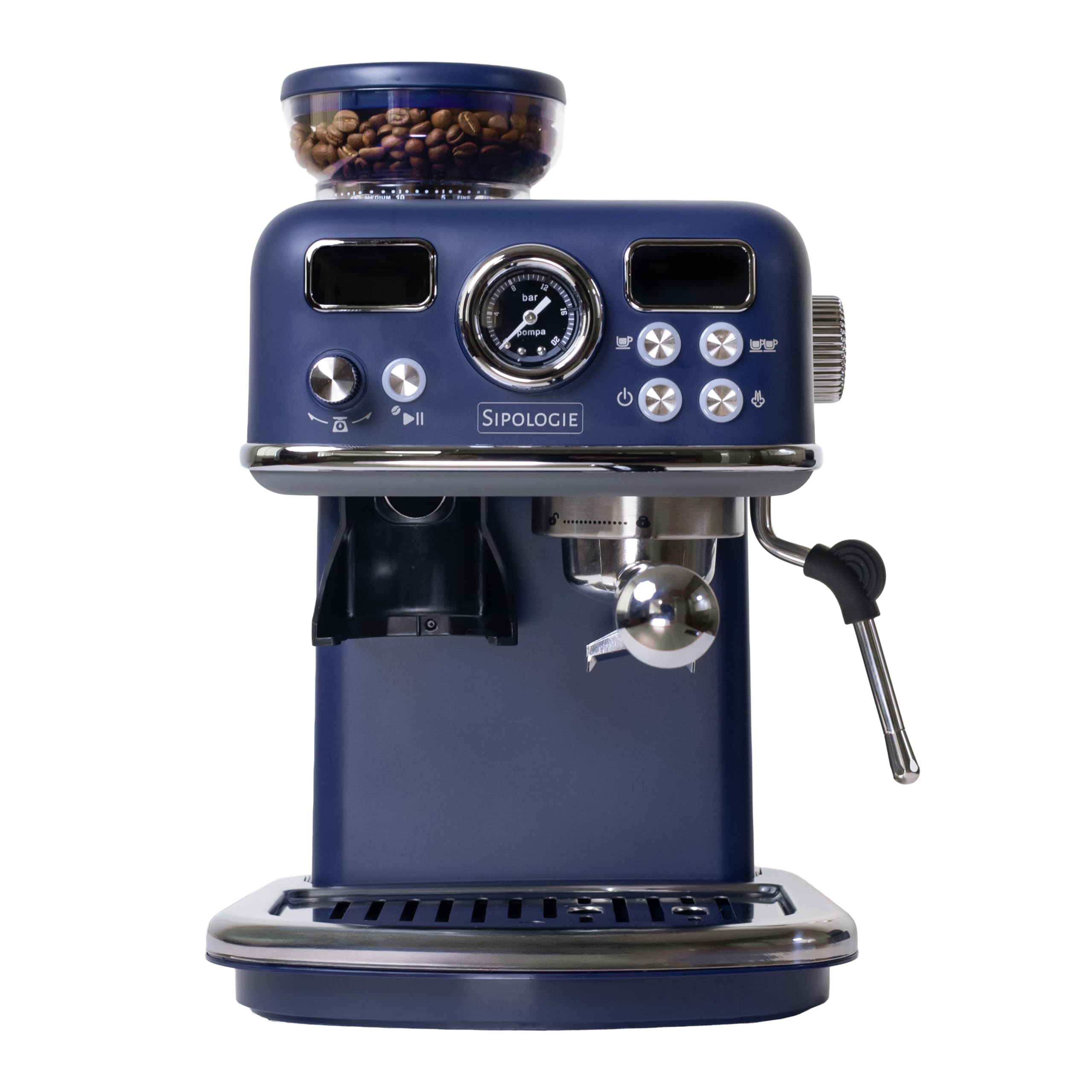 Sipologie Cafe Maestro Pro Espresso Machine with In-Built Burr Coffee Grinder, 20 Bar Pressure Pump and Milk Foamer, Coffee Machine for Home & Office | Cappuccino, Latte & Espresso-image-44