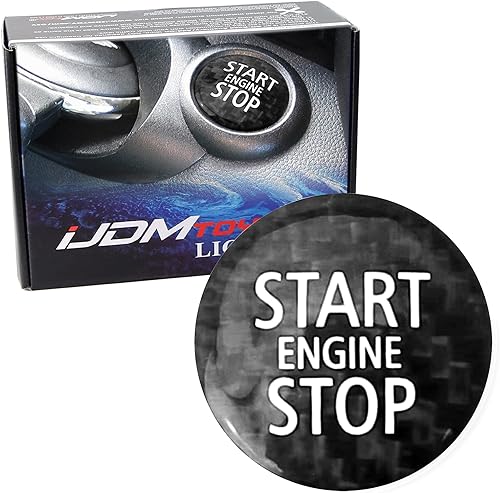 iJDMTOY Cubierta de botón de arranque y parada de motor de fibra de carbono real negro brillante compatible con MINI Cooper R56 R57 R58 R59 R60 R61