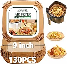 Air Fryer Disposable Paper Liner - 9.5In Square 130PCS Air Fryer Parchment Paper Baking-Oil-Proof Water-Proof,Parchment Paper Liners Air Fryer Cooking Baking Paper Air Fryer (130PCS-9.5Inch Square)