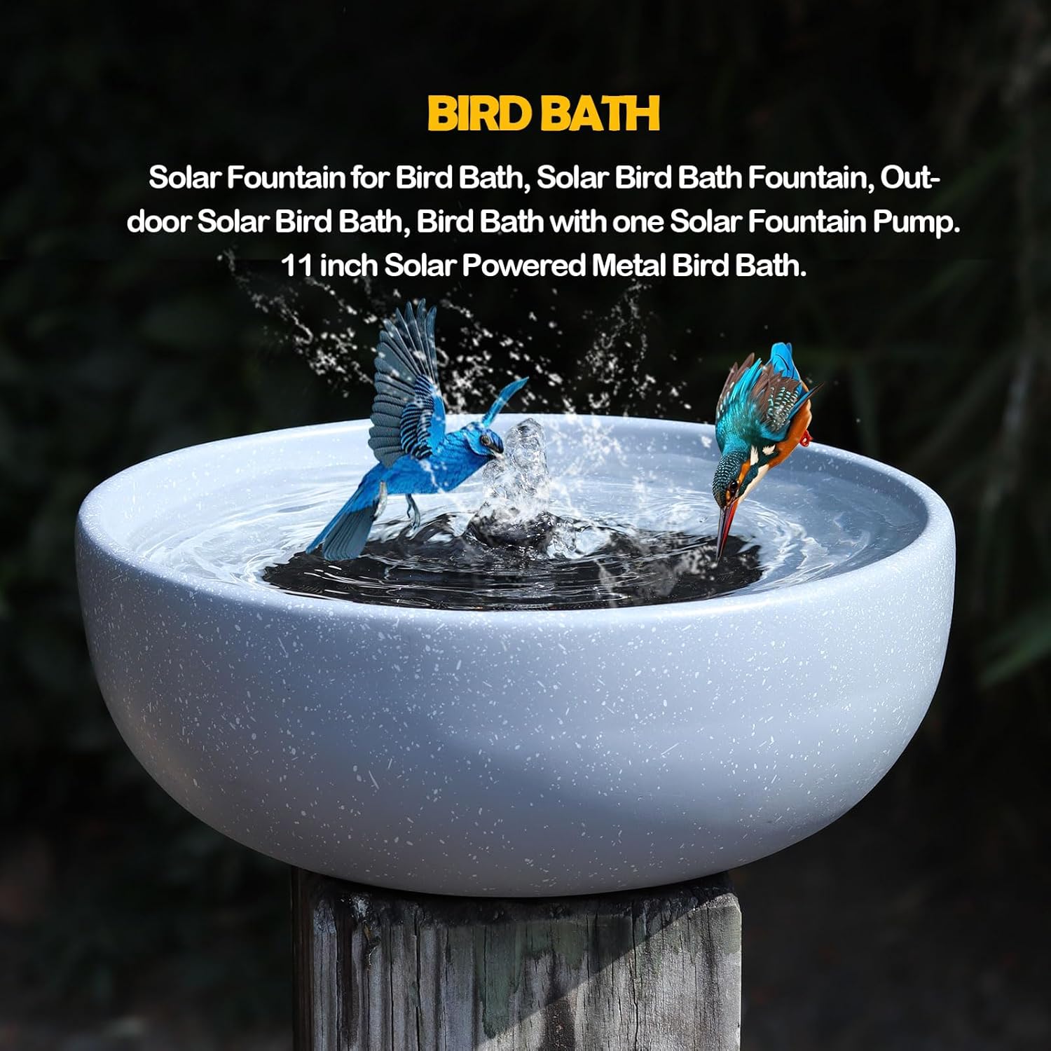 Solar Bird Bath,11.2" Solar Fountain birdbaths for Outdoors,Bird Baths Bubbler,for Garden Patio Terrace Decoration
