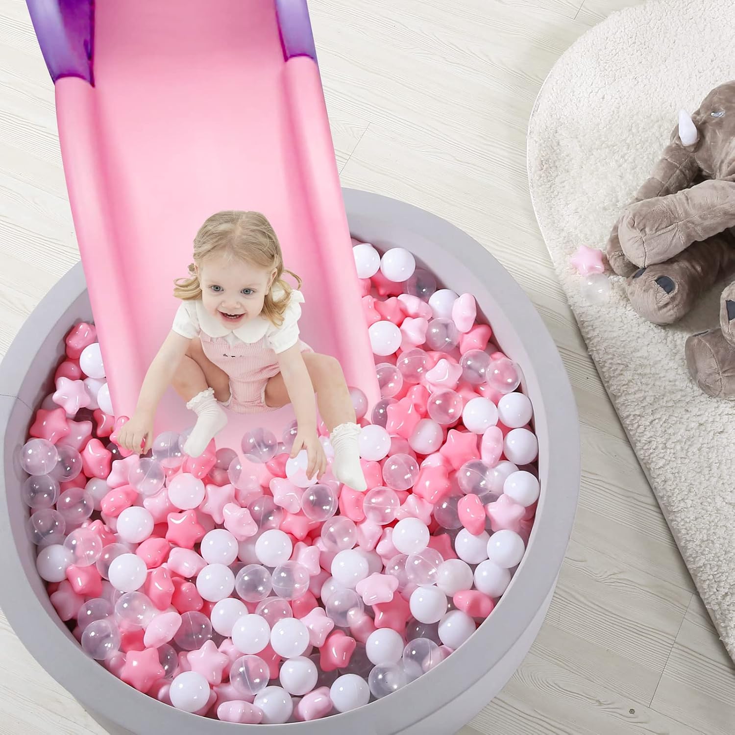 TRENDPLAY Star Ball Pit Balls for Toddlers -50 100 200 Count Star Balls Different Shapes, Non-Toxic Plastic Balls for Safe Play, Boys Girls Festival Party Decoration