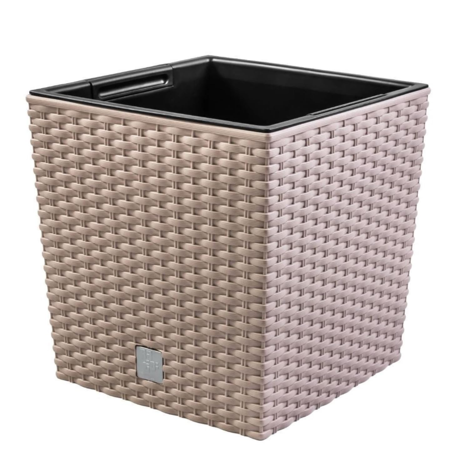 B2C Plant Flower Pot Square Rattan Planter Inner Pot 6 Sizes Garden Patio Home Large (Beige, 8L)