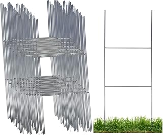 RealEstateSupplyStore 10x24 Inch Heavy Duty Galvanized H Frame Yard Sign Stakes - 100 Pack for Corrugated Plastic Signs