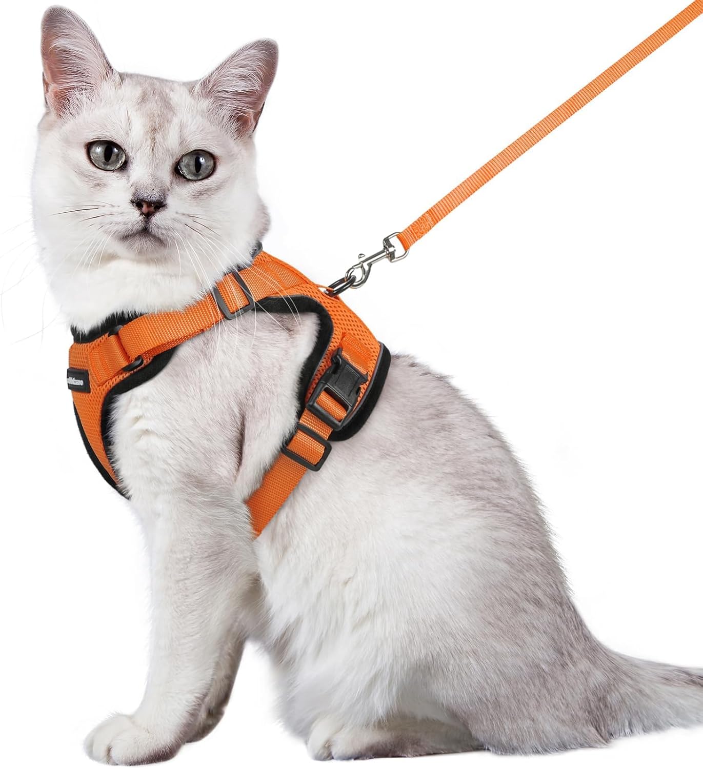 rabbitgoo Cat Harness and Leash for Walking, Escape Proof Soft Adjustable Vest Harnesses for Cats, Easy Control Breathable Reflective Strips Jacket, Orange, M M Orange