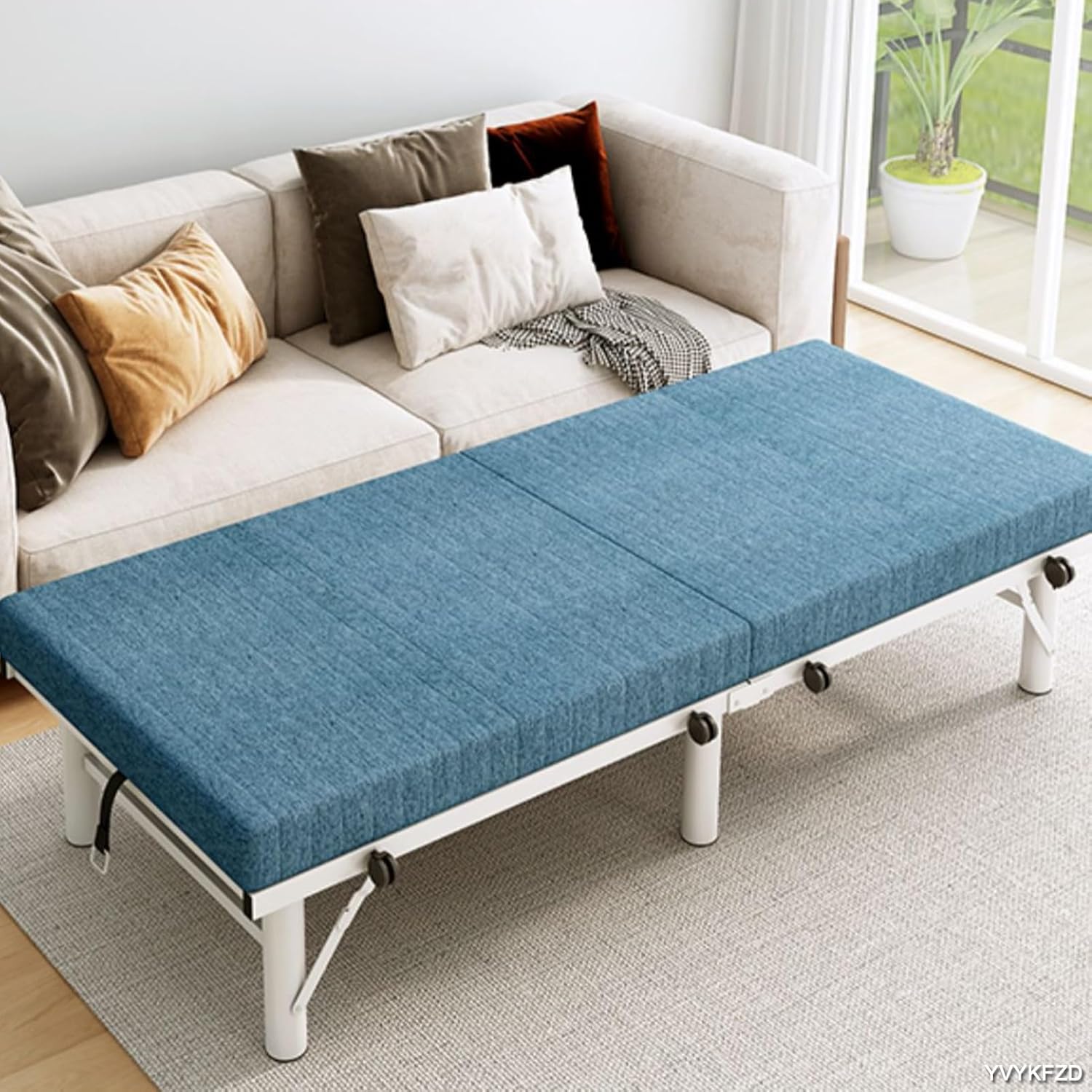 YVYKFZD Portable Camping Cots, Folding Camping Bed for Adults, Comfortable Single Sleeping Cots, Supports 661 lbs, for Tent Office Outdoor Travel (Color : Gray, Size : 194x60x46cm)