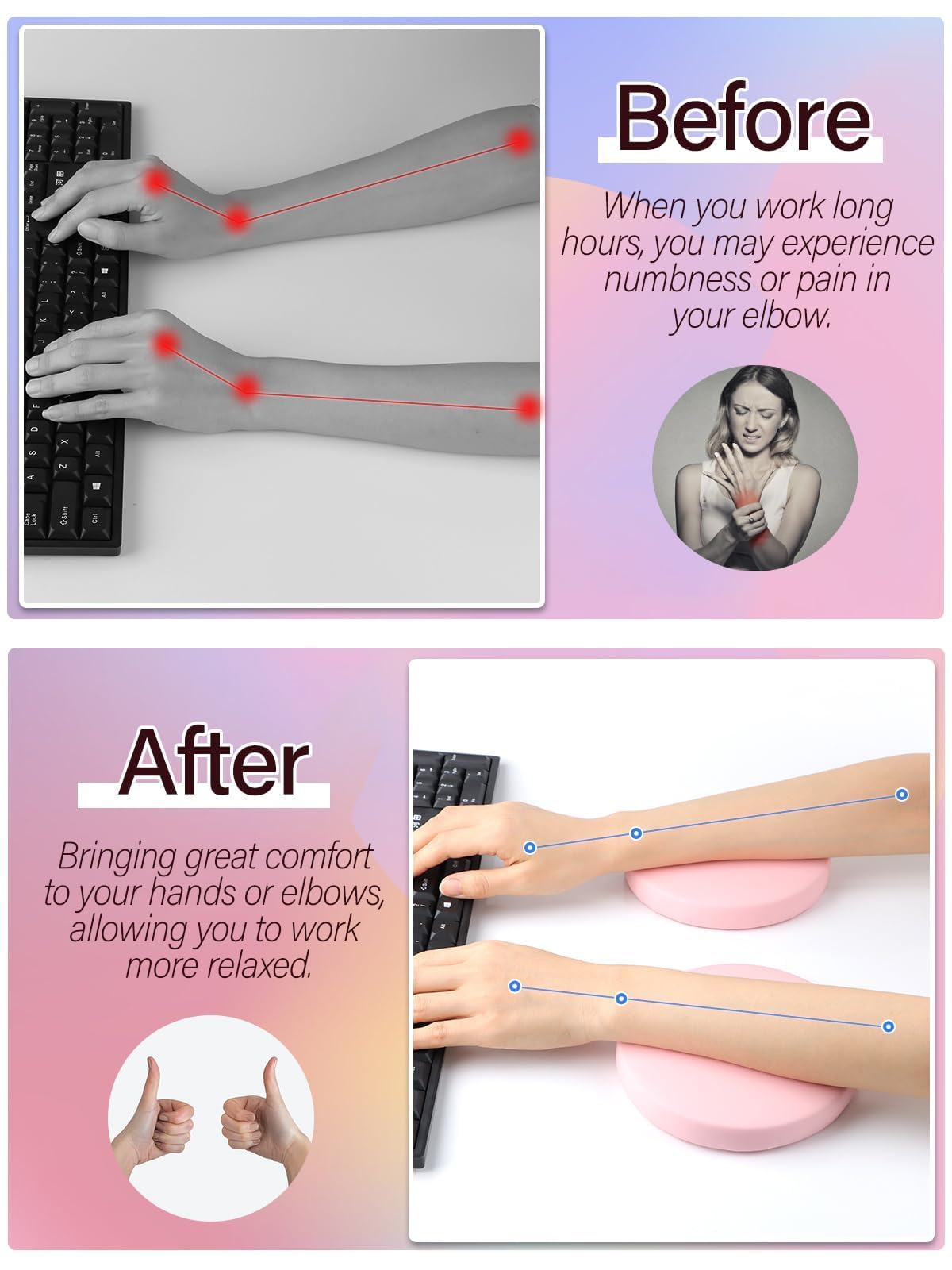 TOROKOM poggomito per le unghie Tech, poggomito per le unghie Tech, morbido poggomito-unghie braccio antiscivolo comodo imbottitura base, gomito rotondo per la manicure salone/casa (rosa)