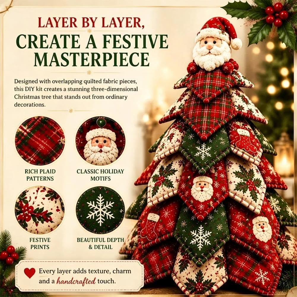 Christmas & Halloween DIY Quilted Fabric Tree Craft Kit, DIY Quilted Kit