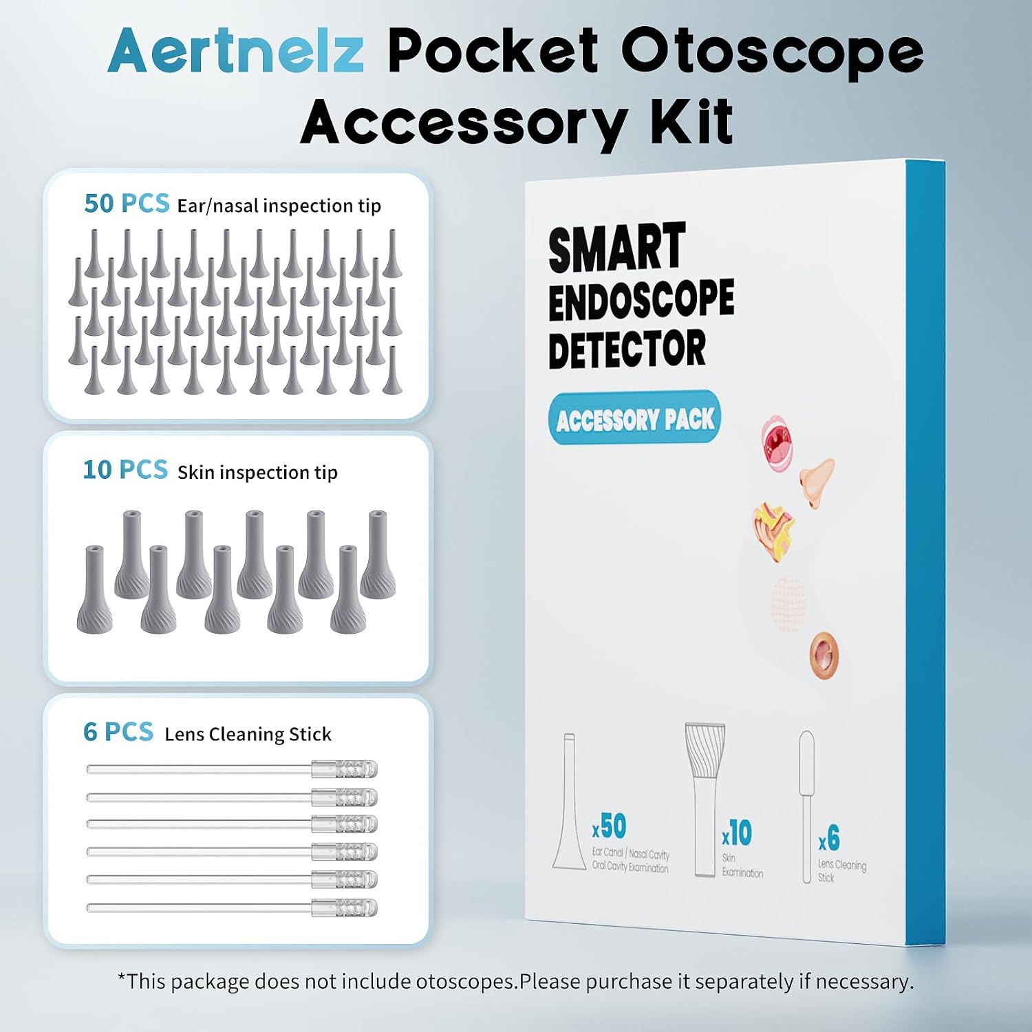 Digital Otoscope Ear Camera Specula Tips, 50 Silicone Tips