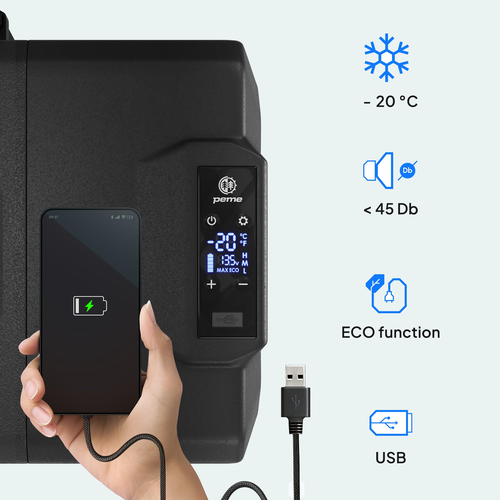 peme Frigorifero Portatile Elettrico Congelatore Frigo Campeggio Auto 12v 24 220v 240 Compressore per Camper Freezer Ricaricabile Congelatori Viaggio Refrigeratore Escursione 39L – Expedition