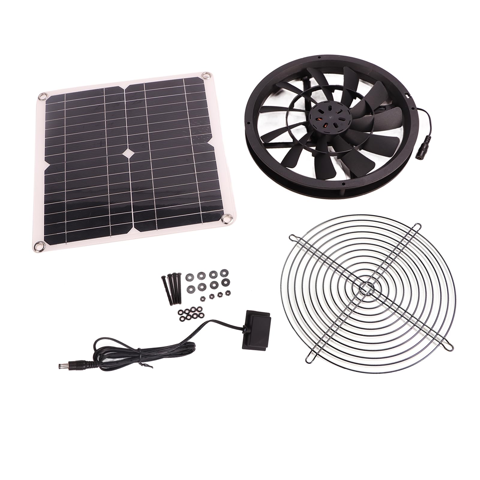 Kit de Ventilador de Escape Solar de 18 V y 12 W, Ventilador de refrigeración Redondo Solar Impermeable de Corriente Continua sin escobillas con protección IP65 para Taller, casa