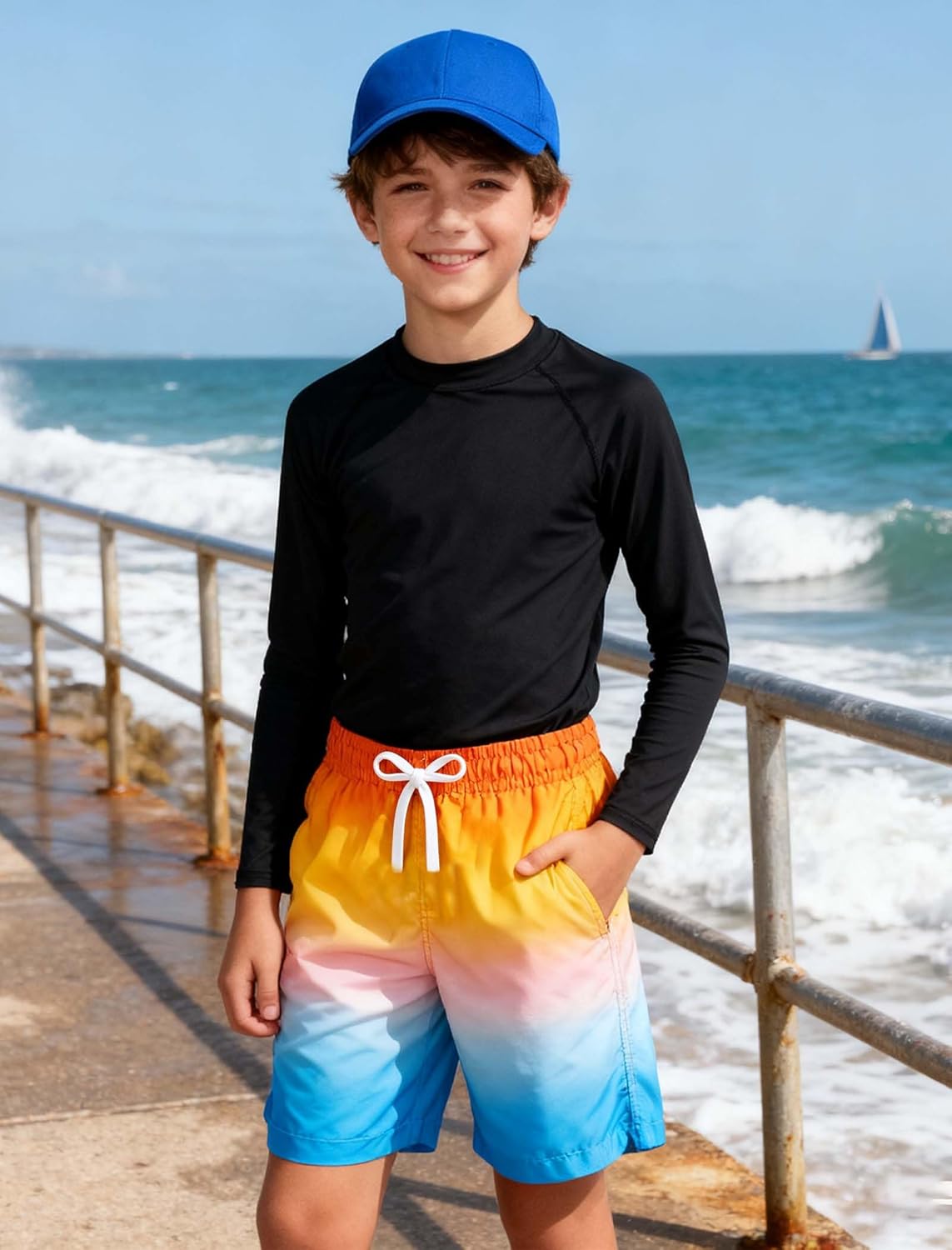 Cozople Boys Swim Trunks Quick Dry Compression Liner Swim Shorts Summer Bathing Suit with Inner Pocket Swimwear 7-20T