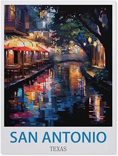 hdksyhsu Adult Paint by Numbers,San Antonio Texas,DIY Paint by Numbers for Adults and Kids Painting by Numbers on Canvas Art Crafts Gift for Home Wall Decorations(40x50cm-CM62