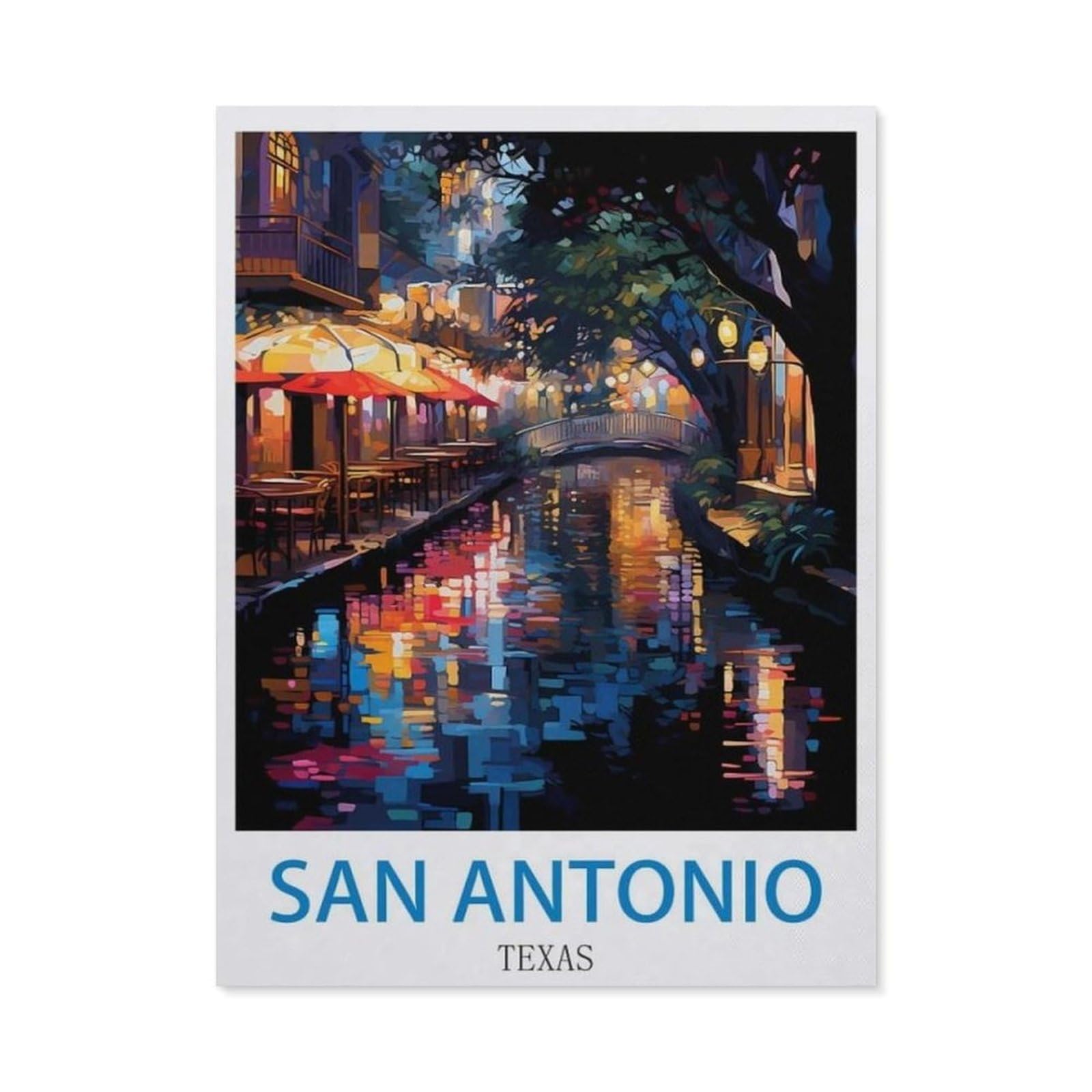 BEAYODKP 5D DIY Diamond Painting，San Antonio Texas，Round Full Drill Crystal Rhinestone Embroidery Cross Stitch Arts Craft Canvas for Home Wall Decor（50 x 60 cm/19.68 x 23.62 inches）-CM62