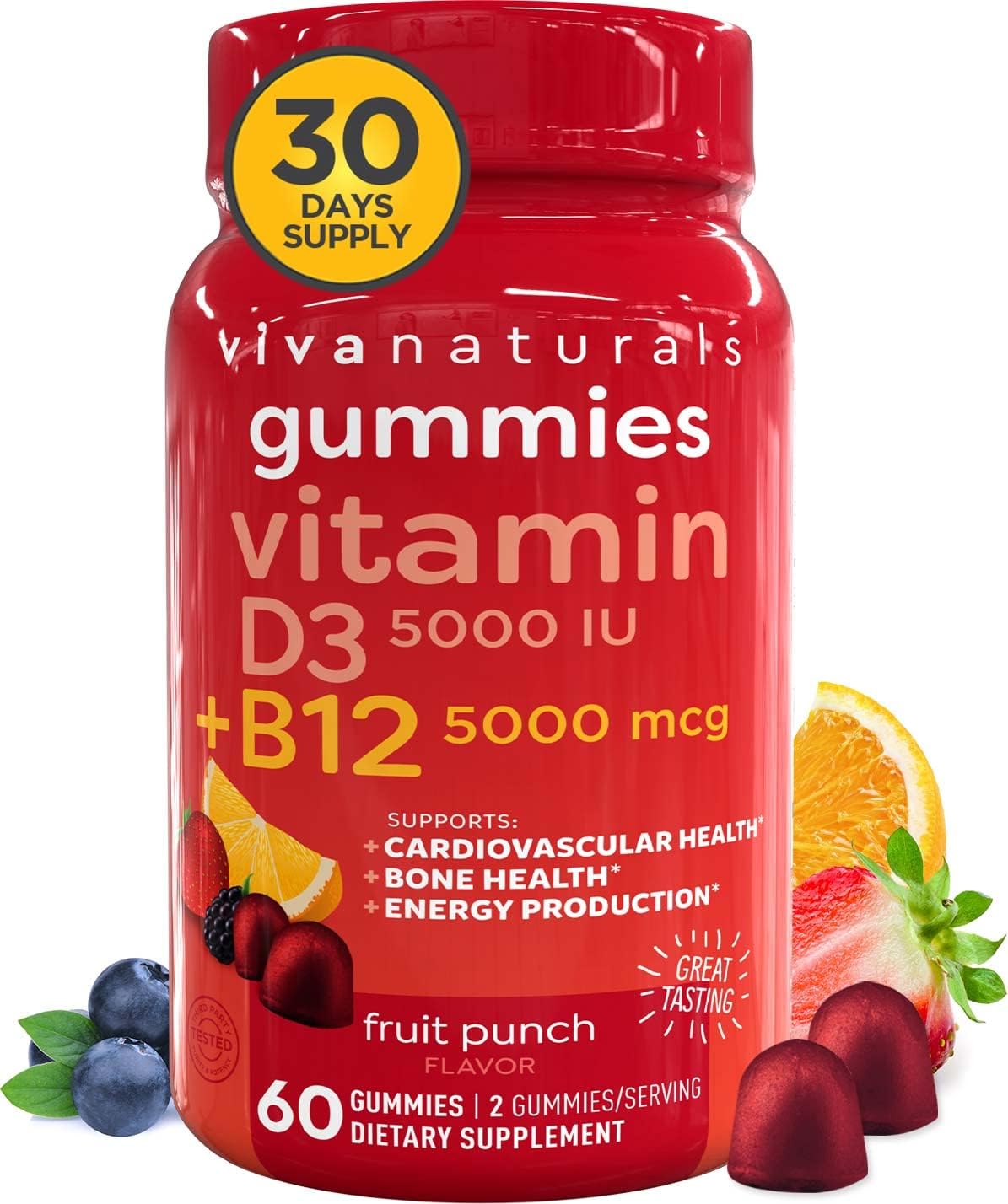 Vitamin B12 5000mcg and Vitamin D3 5000 IU Gummies