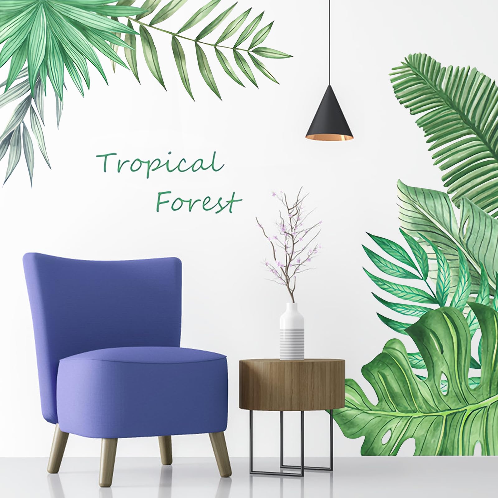 Adesivi Murali Piante Tropicali Removibili - Decorazione Parete Foresta 68x60cm Per Camera, Soggiorno O Asilo - Foto 8