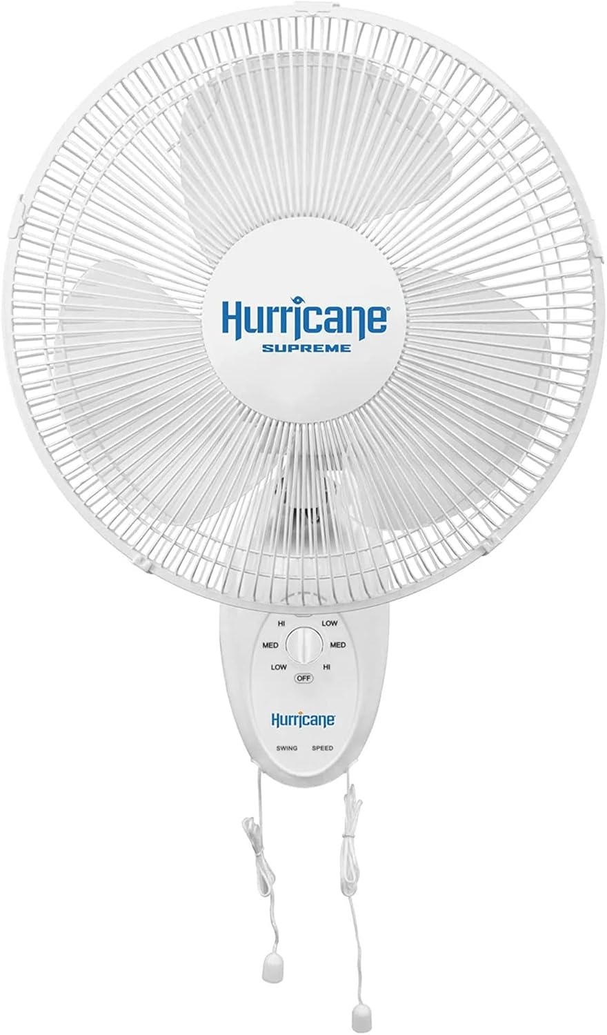Hurricane Supreme 12” Portable Oscillating Wall Mount Fan, Space Saving, Powerful, Quiet 3 Speed Airflow, Adjustable Tilt for Home & Workshop, 2 Pack