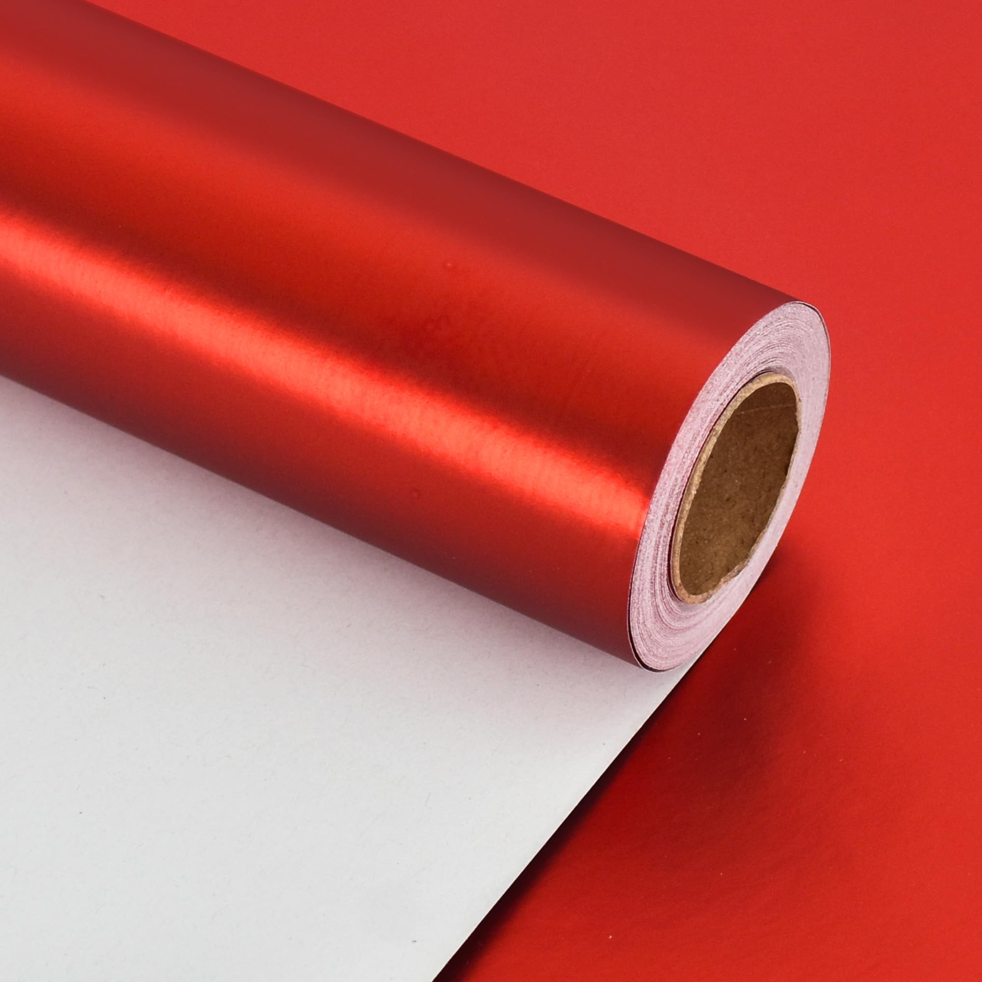 BEISHIDA Red Wrapping Paper Roll, Metal Matte Solid Color Gift Wrapping Paper for Christmas Wedding Graduation Birthday(17inches X 32.8ft)